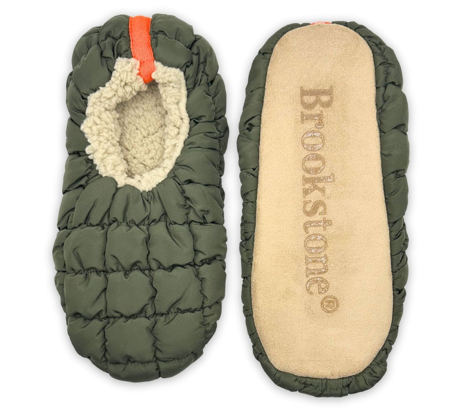 Brookstone Men's Puffer Slipper Socks with Non-Slip Bottoms