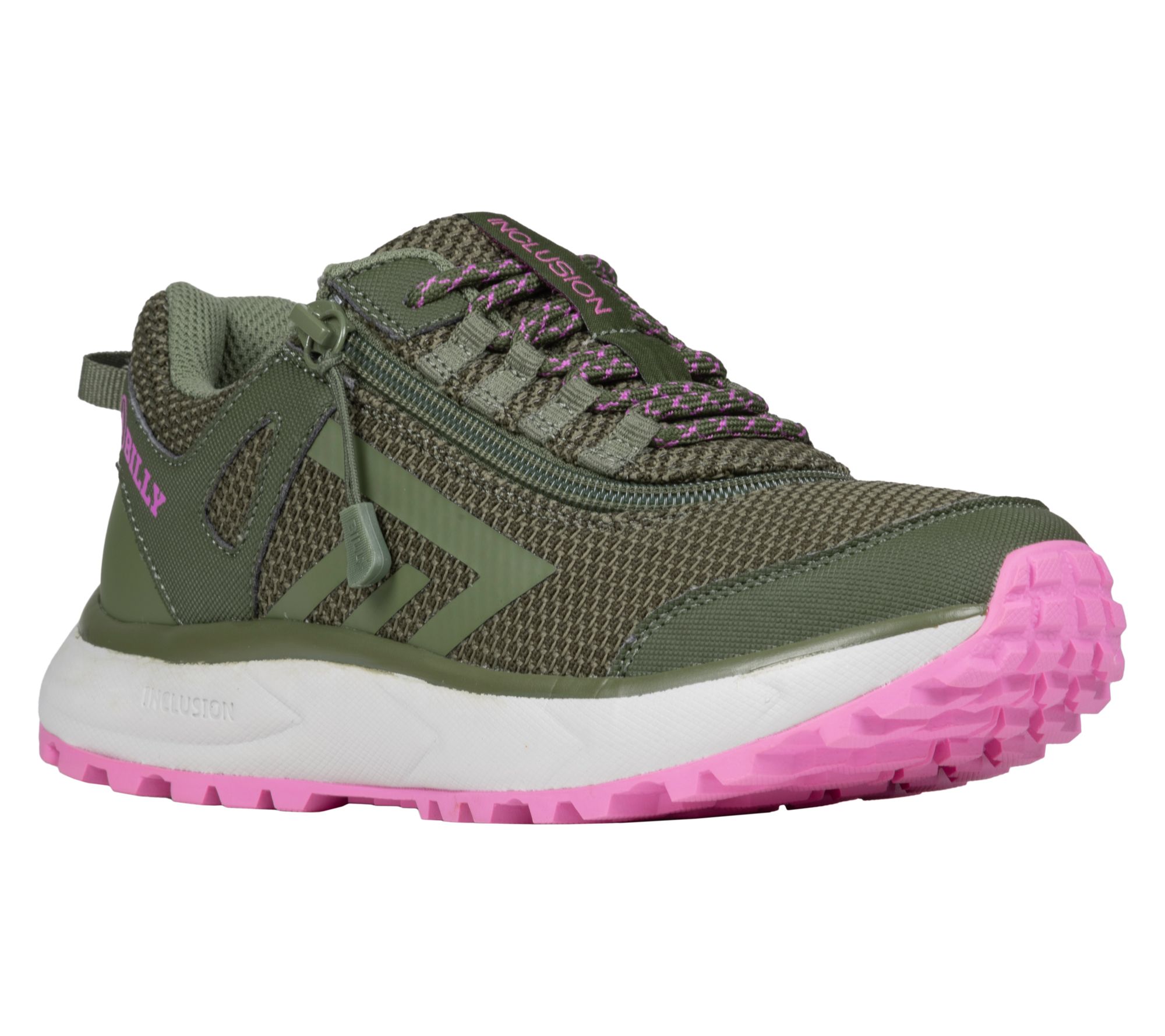 BILLY Footwear zip-on Women's Olive/Pink Inclusion Trail
