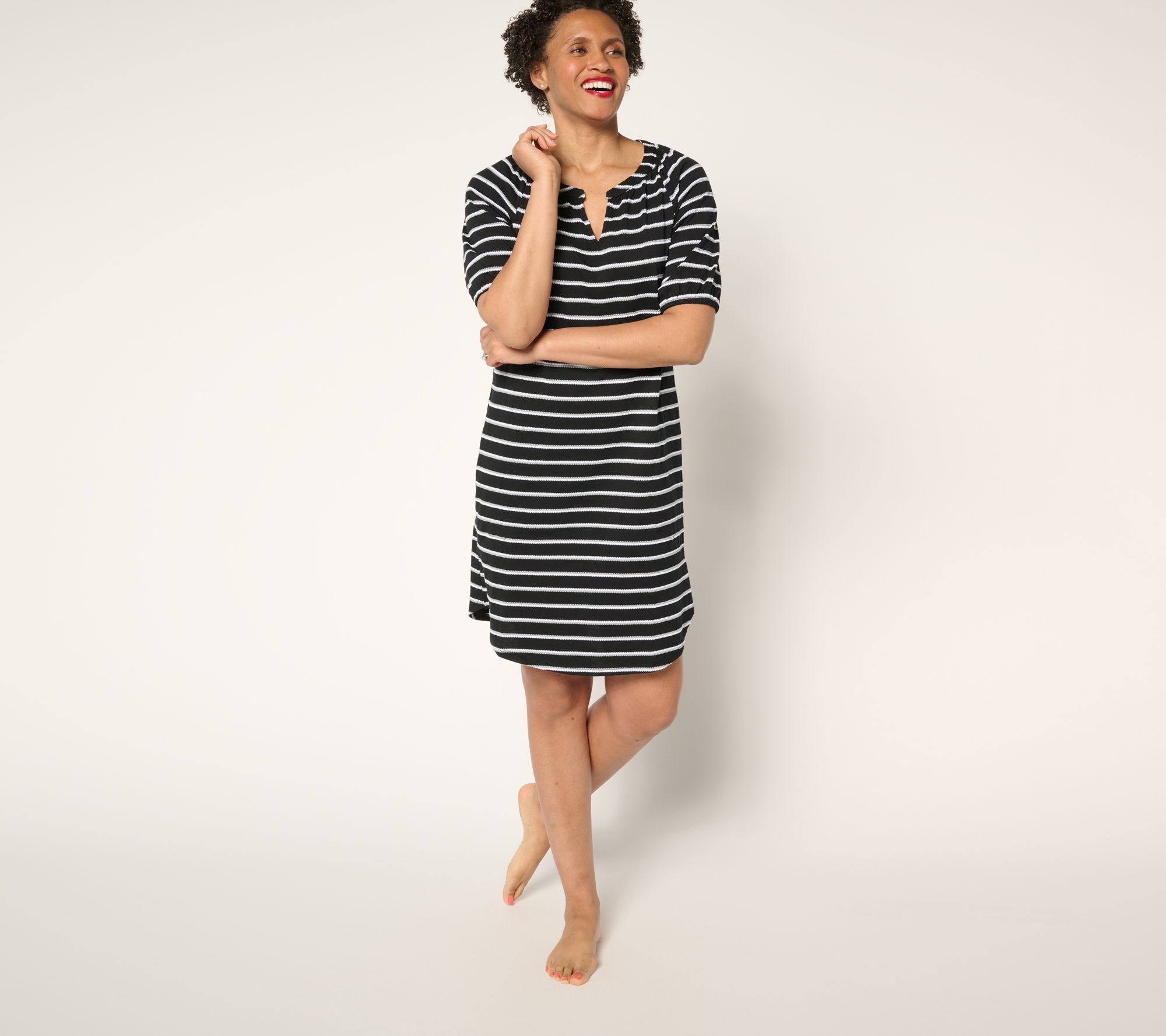 "As Is" Cuddl Duds Jacquard Knit Lounge Dress