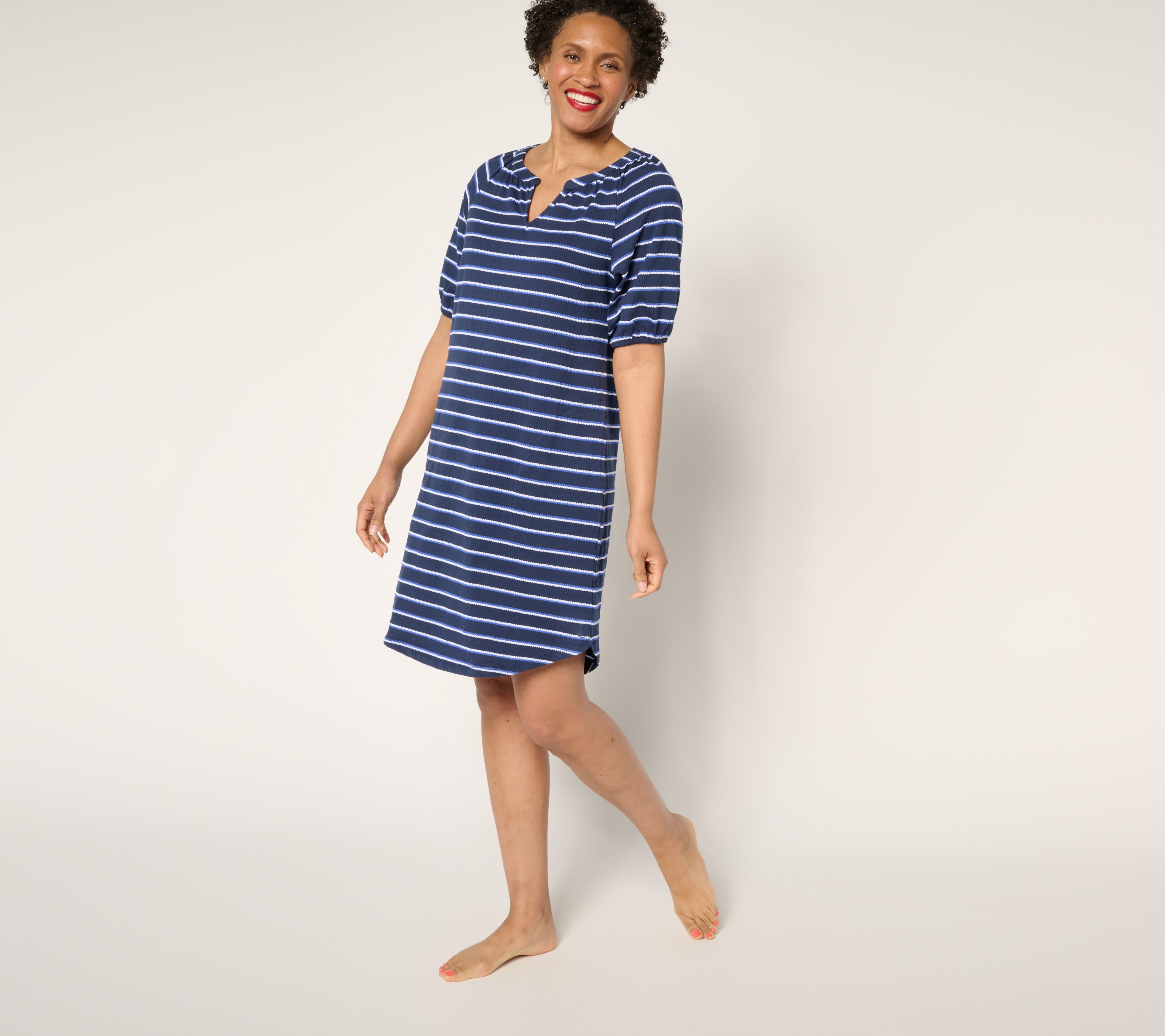 "As Is" Cuddl Duds Jacquard Knit Lounge Dress