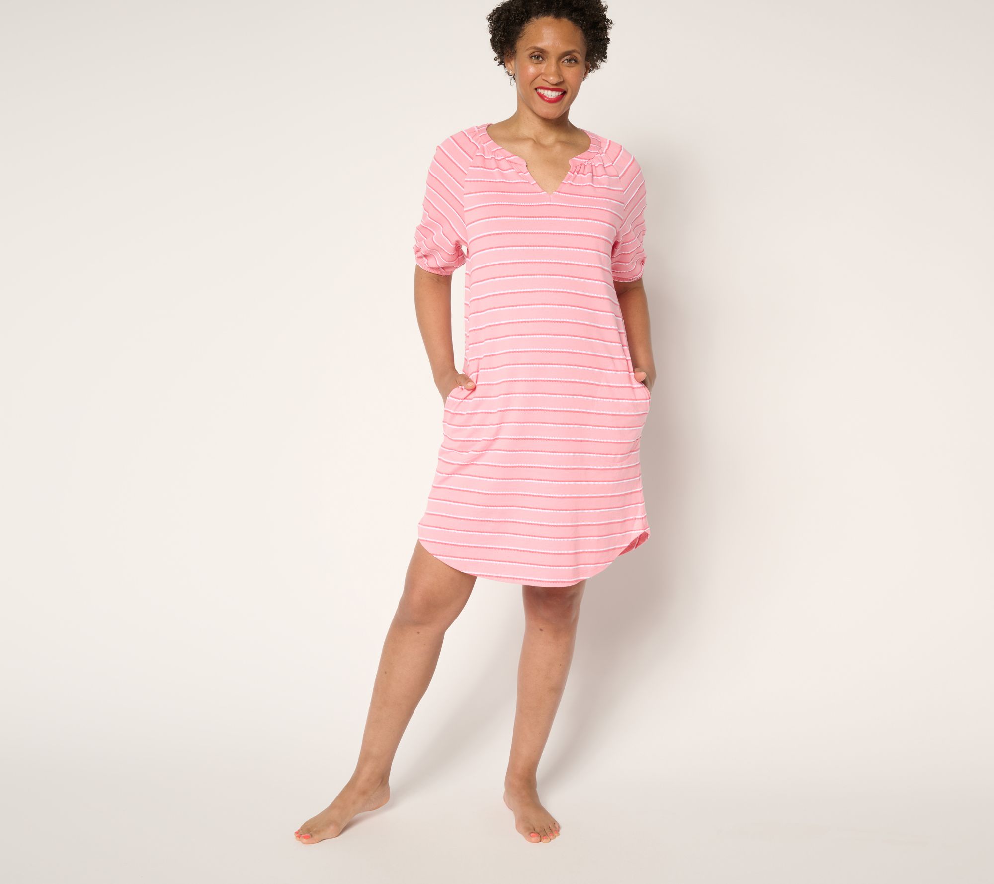 "As Is" Cuddl Duds Jacquard Knit Lounge Dress