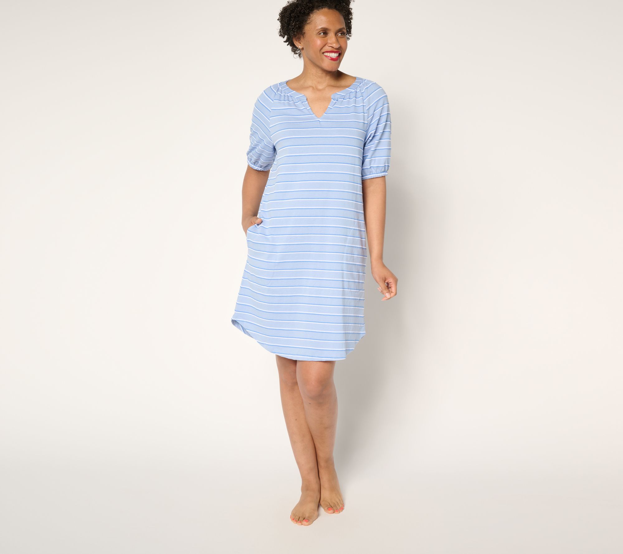 "As Is" Cuddl Duds Jacquard Knit Lounge Dress