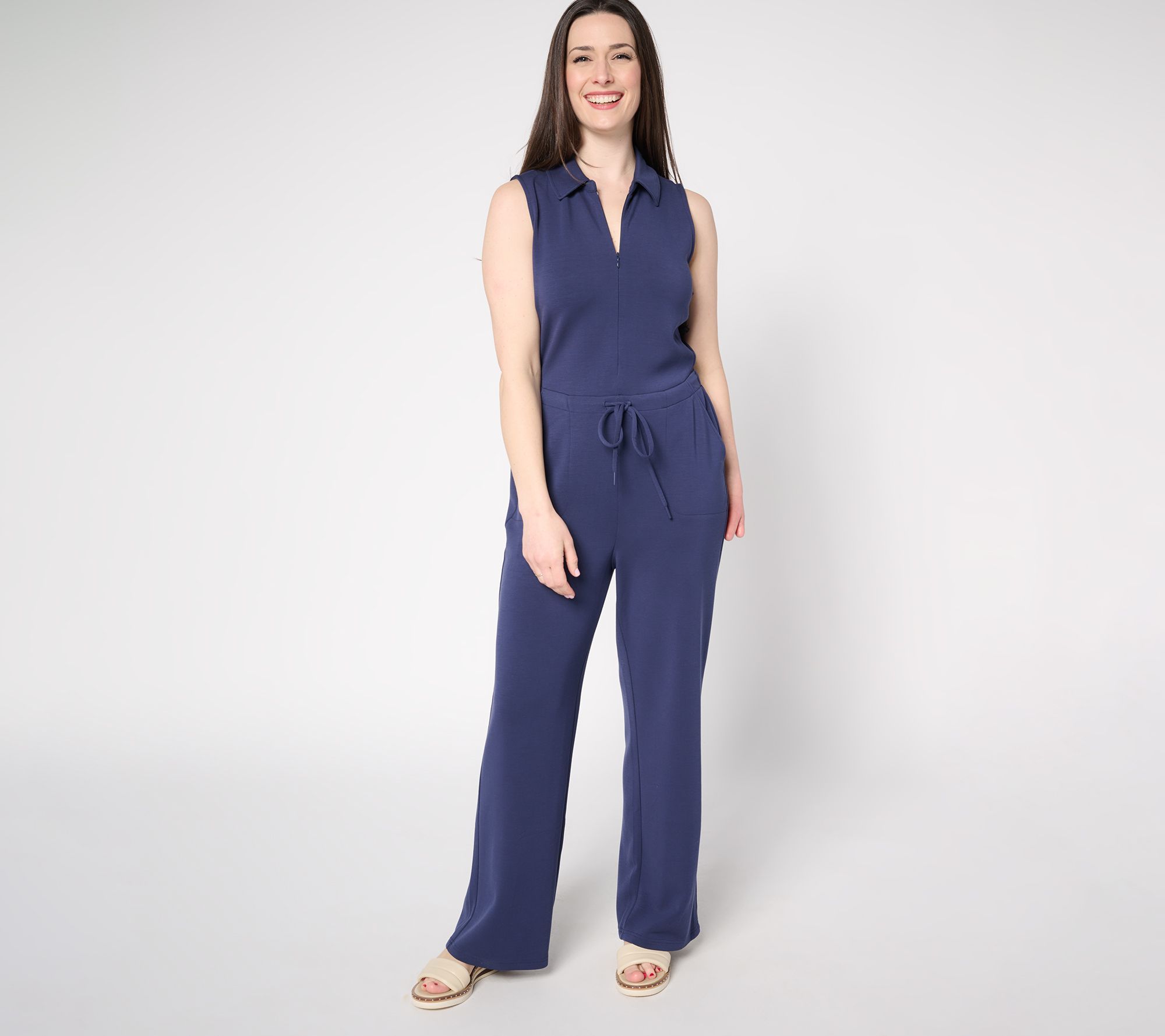 "As Is" Belle by Kim Gravel Petite ScubaLuxe Zip Front Jumpsuit