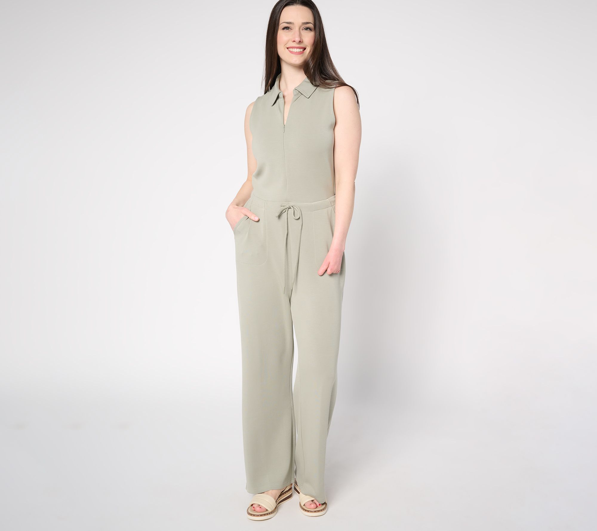 "As Is" Belle by Kim Gravel Petite ScubaLuxe Zip Front Jumpsuit