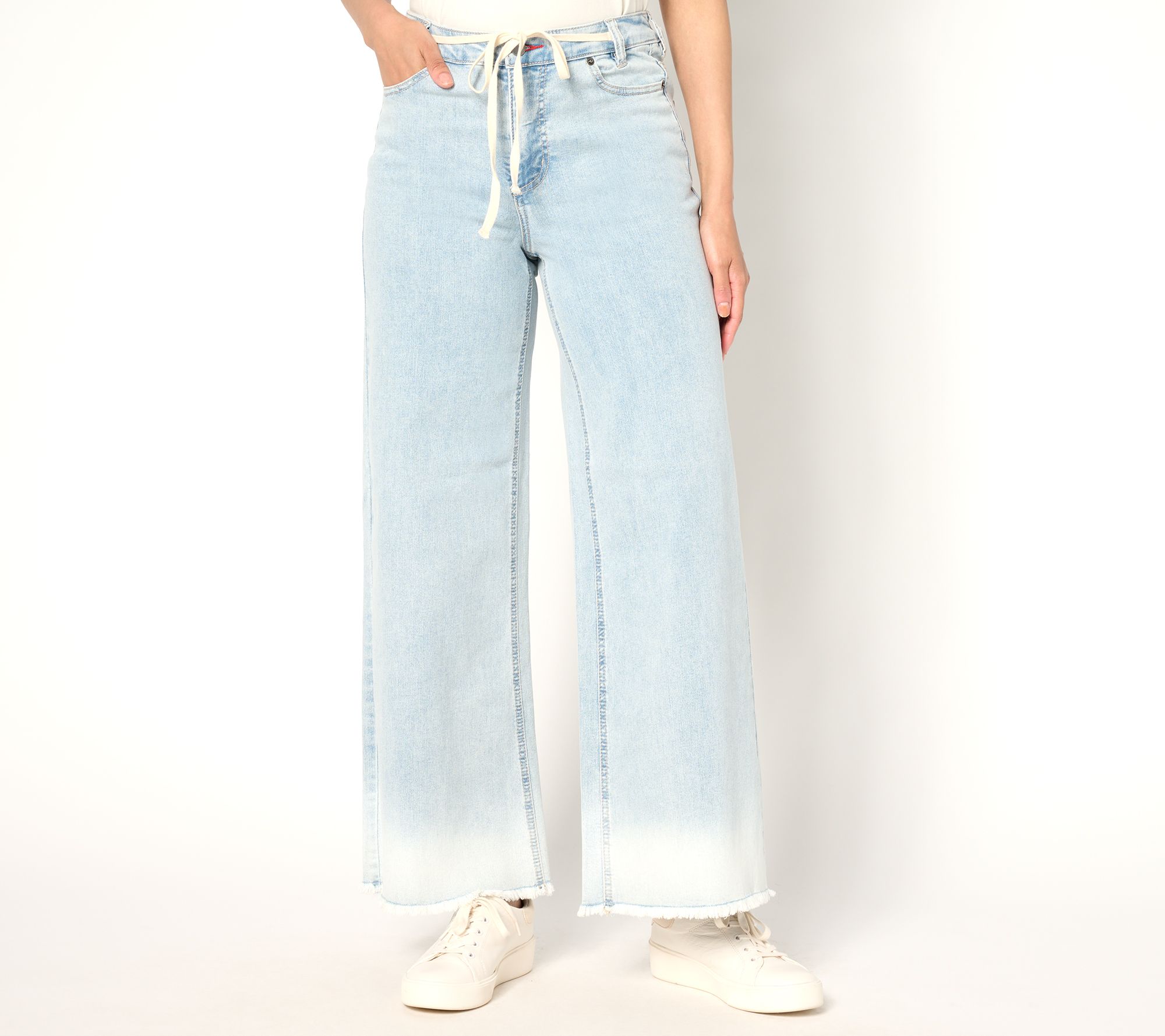 "As Is" Peace Love World Pet Dip Dye Ankle Jean with Drawcord Waist
