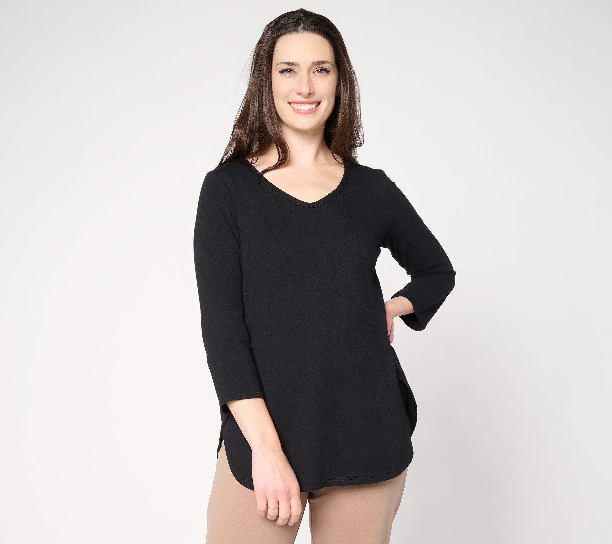 Susan Graver Weekend Comfy Cotton Scoop Neck Top