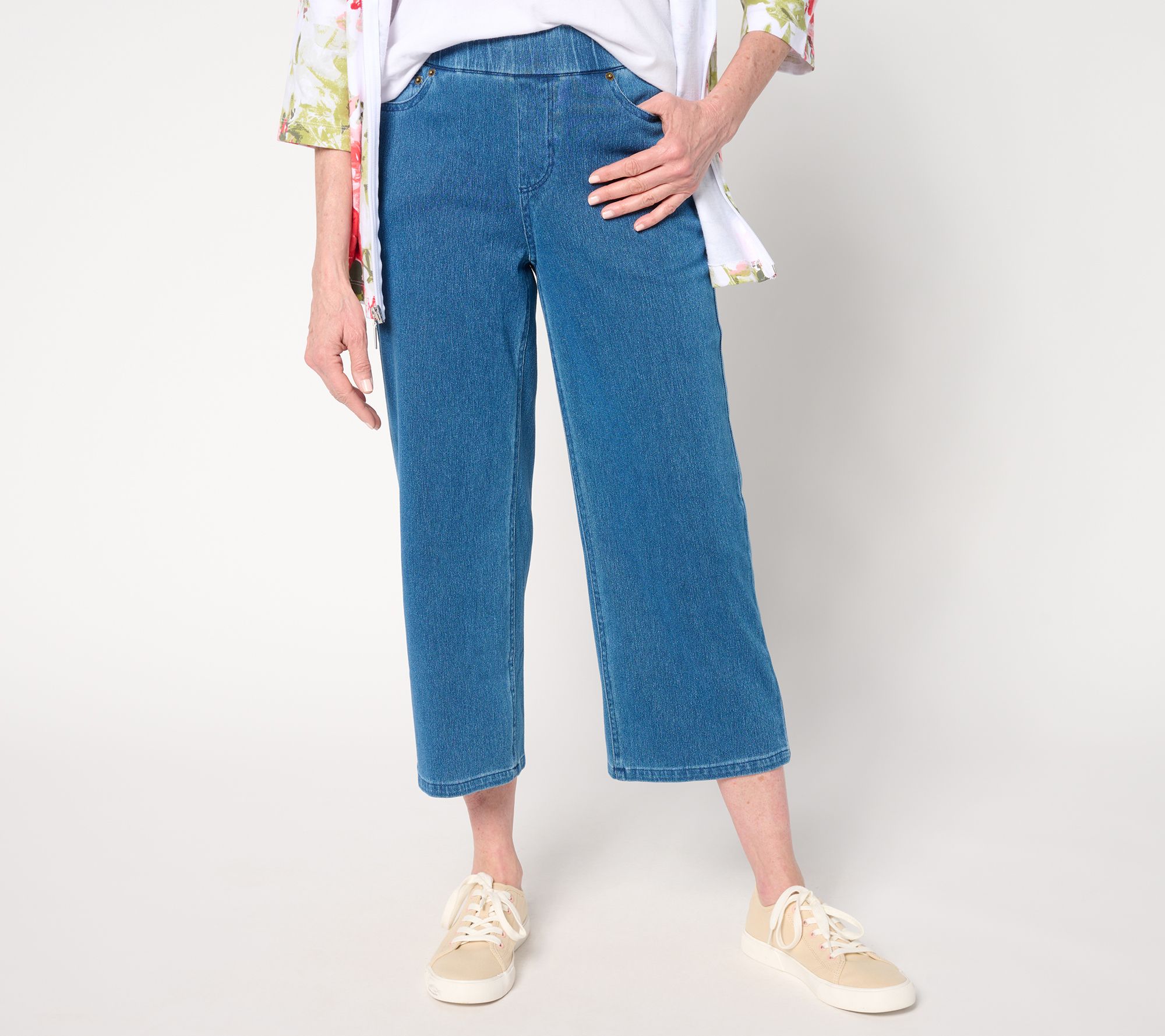 "As Is" Denim & Co. Tall Comfy Knit Air Crop Trouser Jean