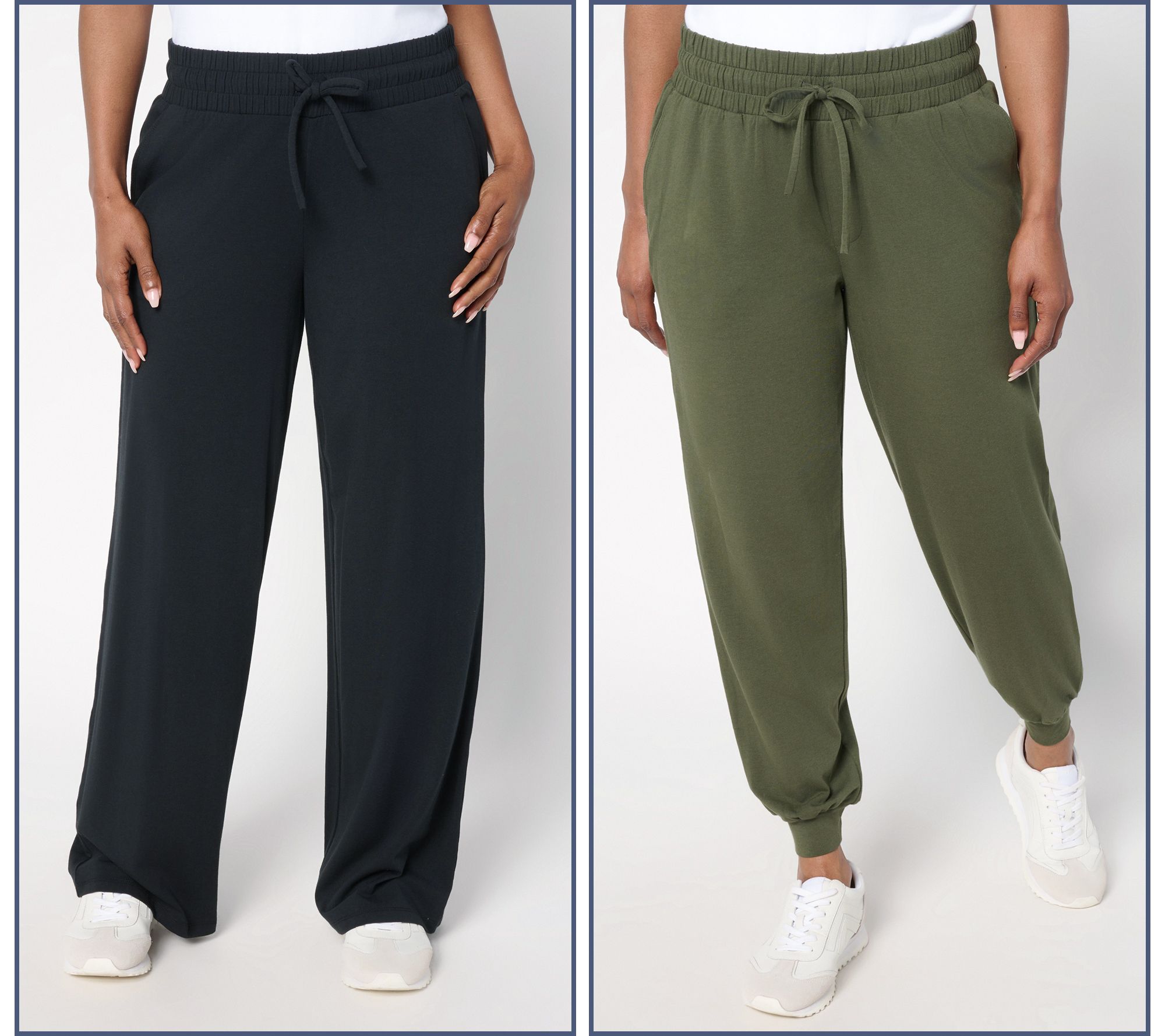 "As Is" AnyBody Reg Cozy Knit 2-Pack Jogger and Full Length Pants