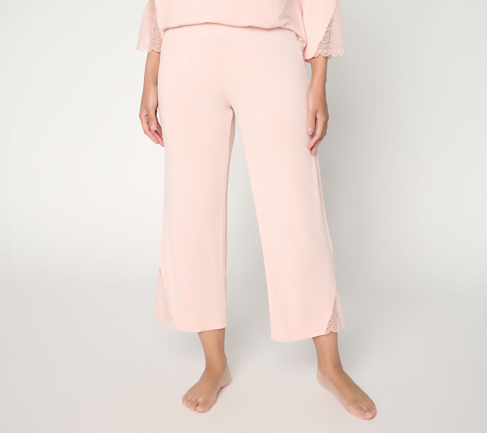 Modern Soul x Anybody Petite Soothing Knit Jersey Cropped Pant with Lace