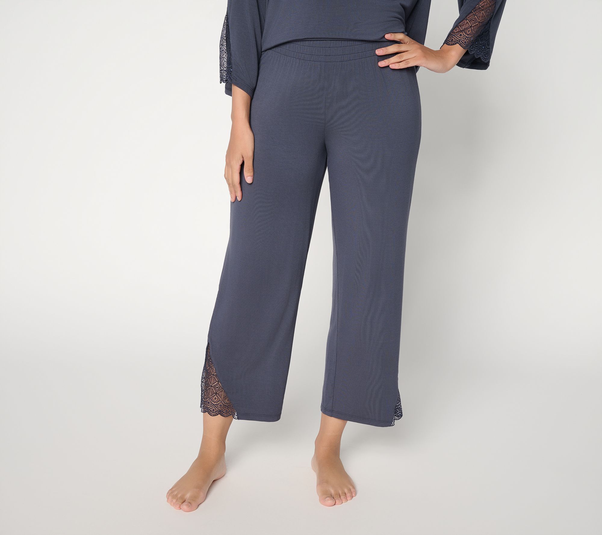 Modern Soul x Anybody Petite Soothing Knit Jersey Cropped Pant with Lace