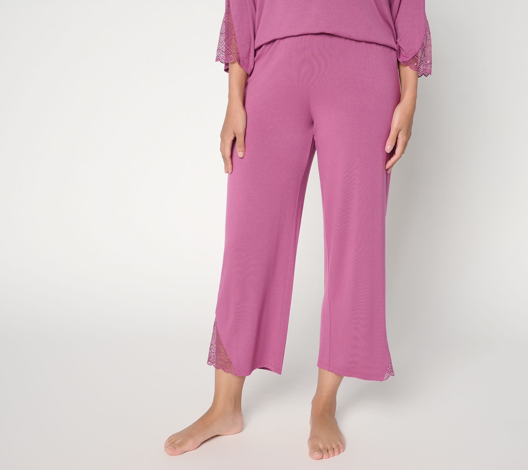 Modern Soul x Anybody Petite Soothing Knit Jersey Cropped Pant with Lace