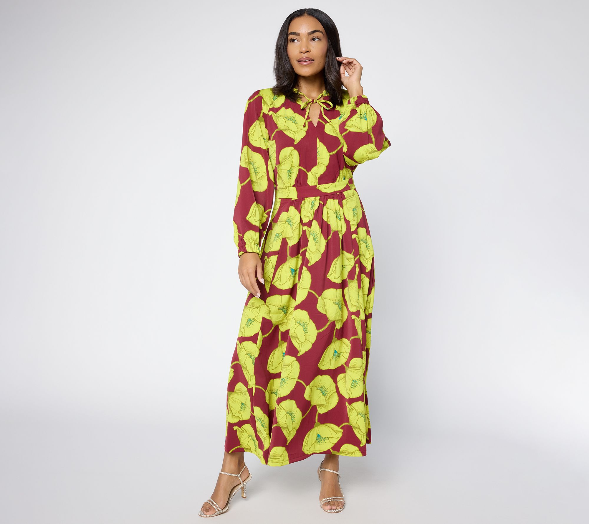 Carla Rockmore Collection Regular Printed Satin Maxi Dress