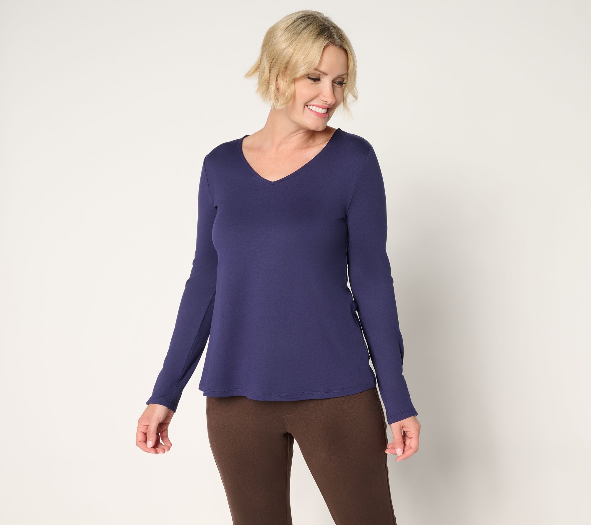 "As Is" Attitudes by Renee Knit Print or Solid V-Neck Top
