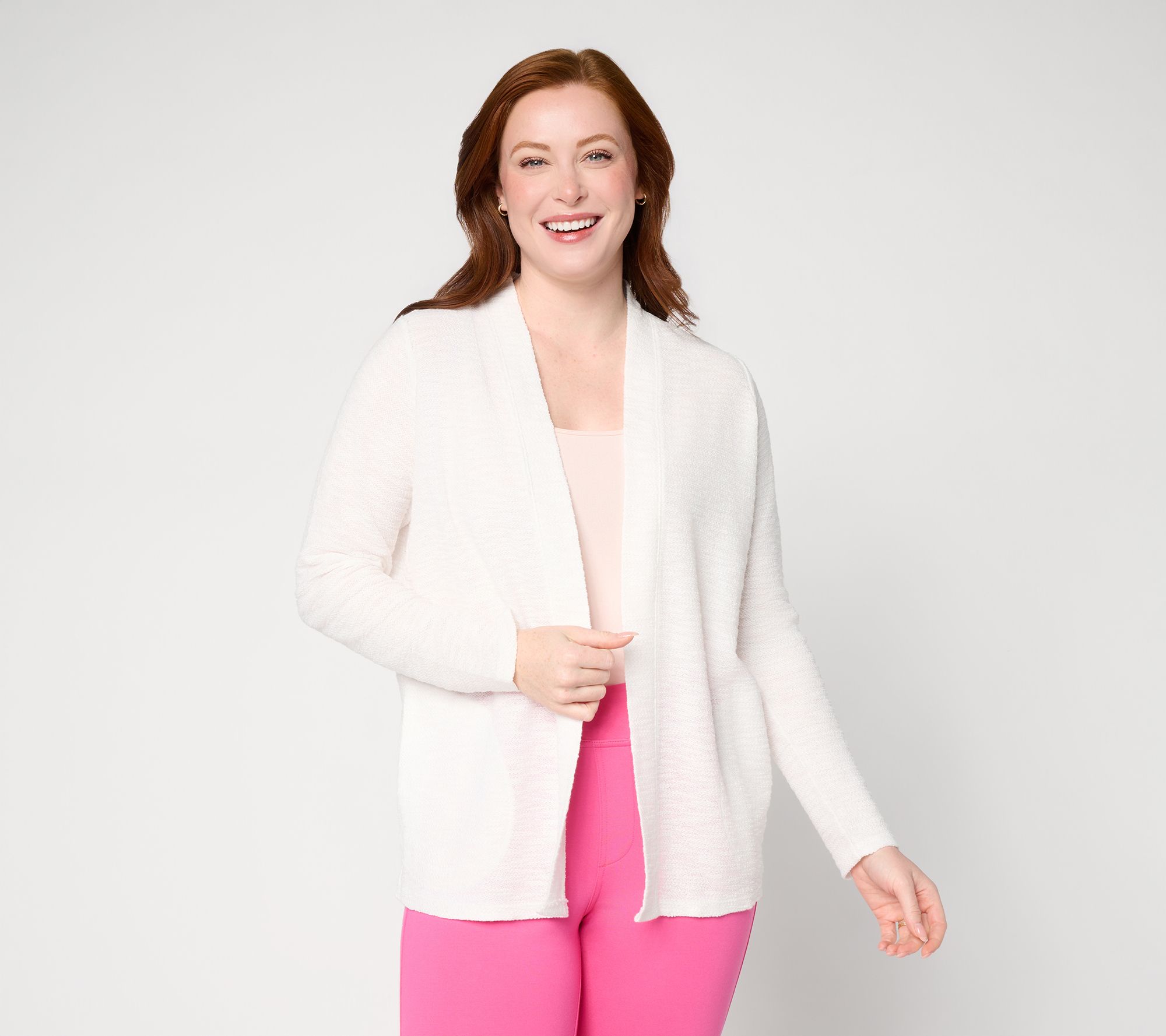 Belle by Kim Gravel Sweatshirt Slub Open Front Long Cardigan