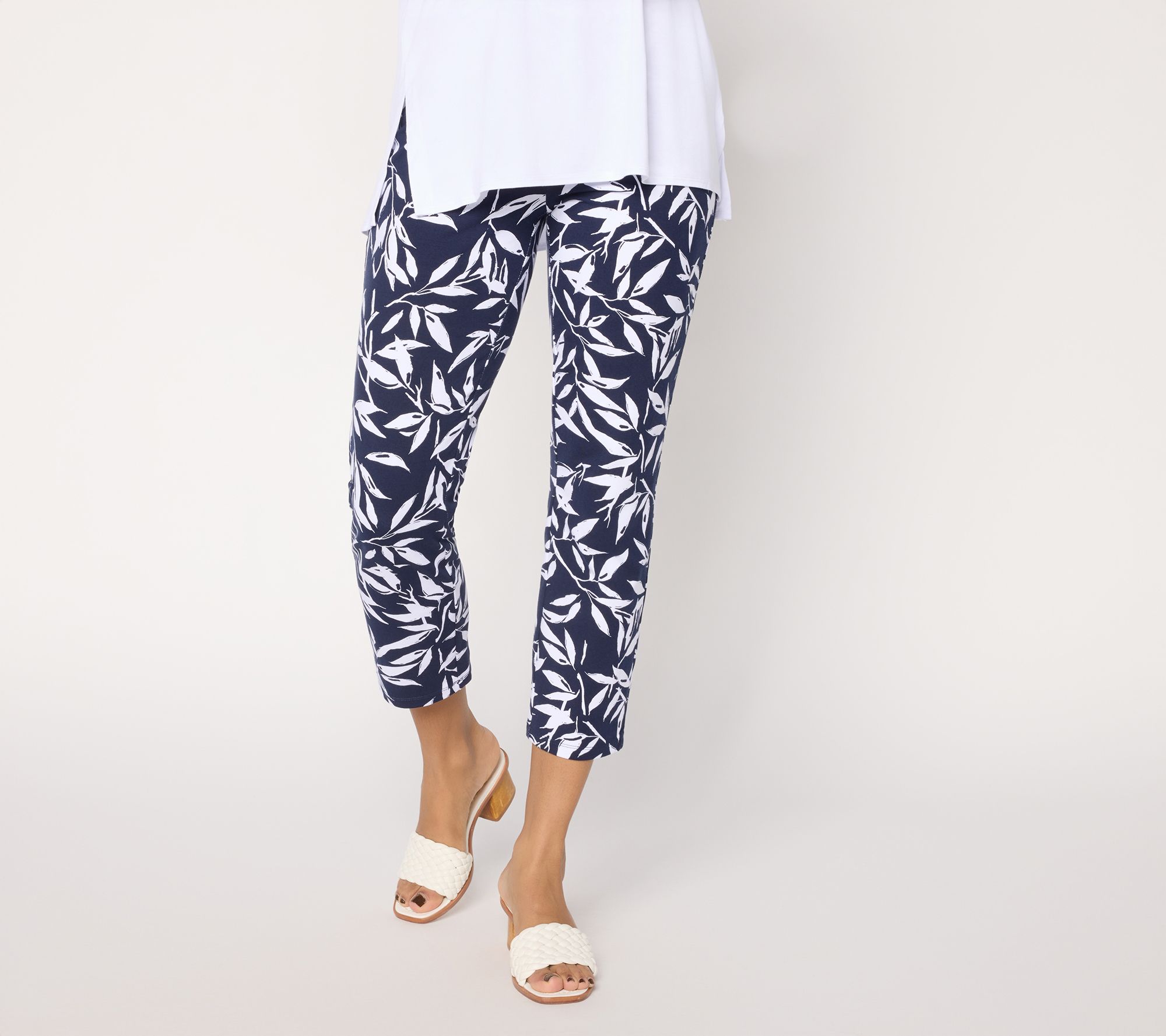 Susan Graver Weekend Pettite Printed Premium Stretch Crop Pants