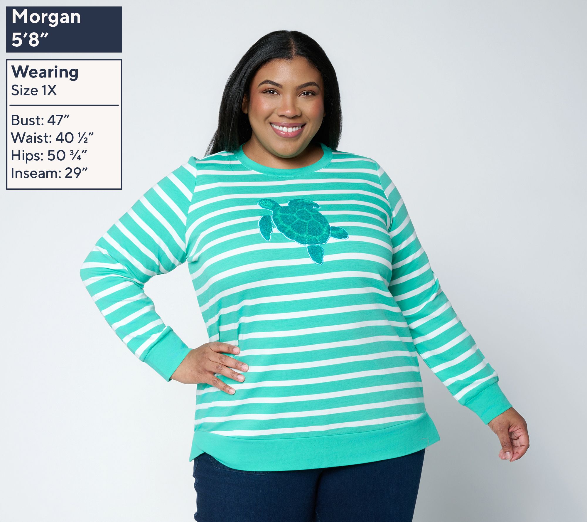 Belle Beach by Kim Gravel Harbor Club Seaside Stripe Top - QVC.com