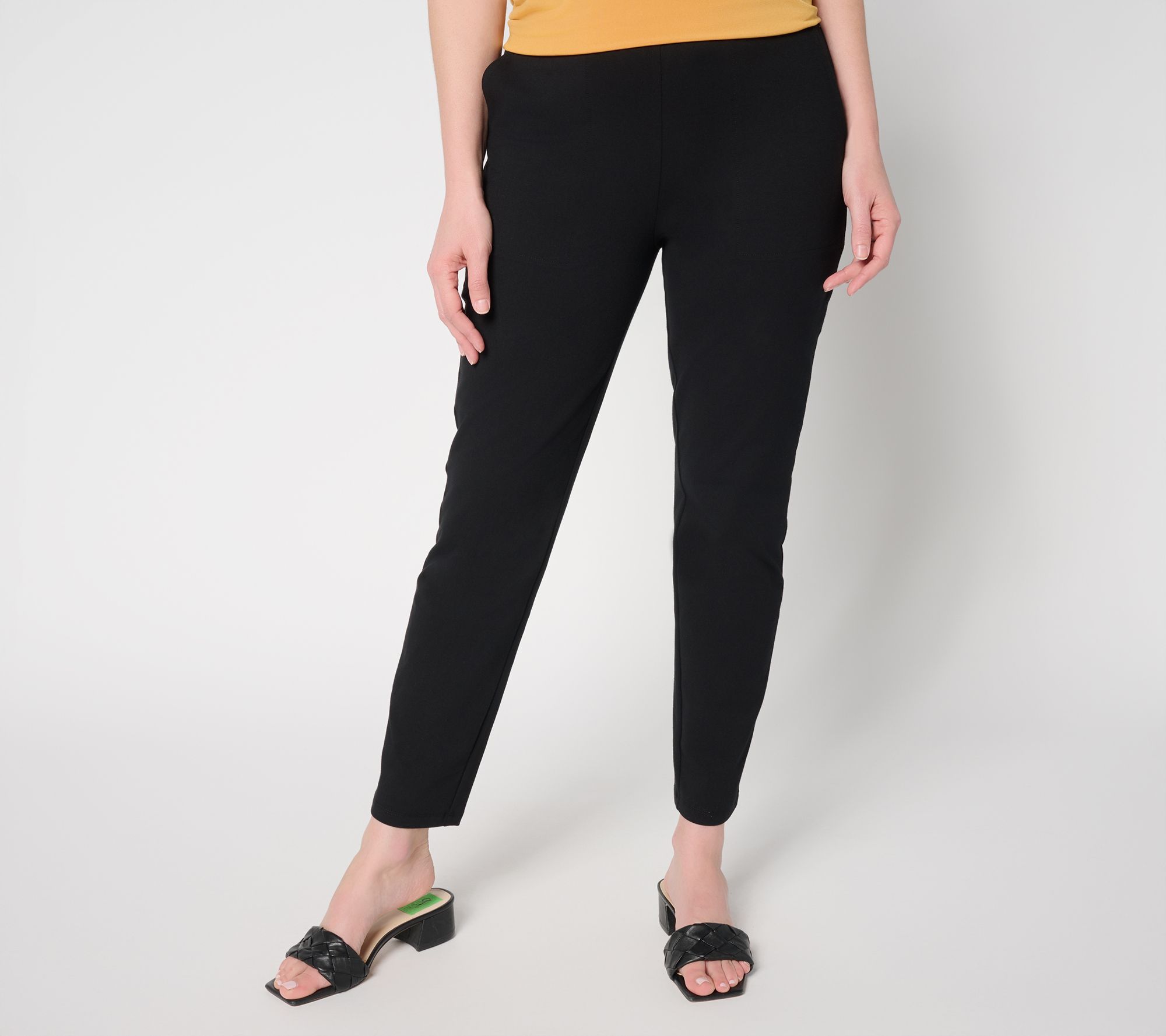 "As Is" Susan Graver Weekend Petite Travel Knit Slim Leg Ankle Pant