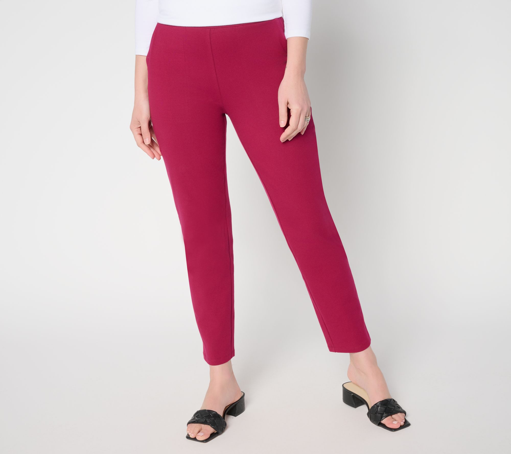 "As Is" Susan Graver Weekend Petite Travel Knit Slim Leg Ankle Pant