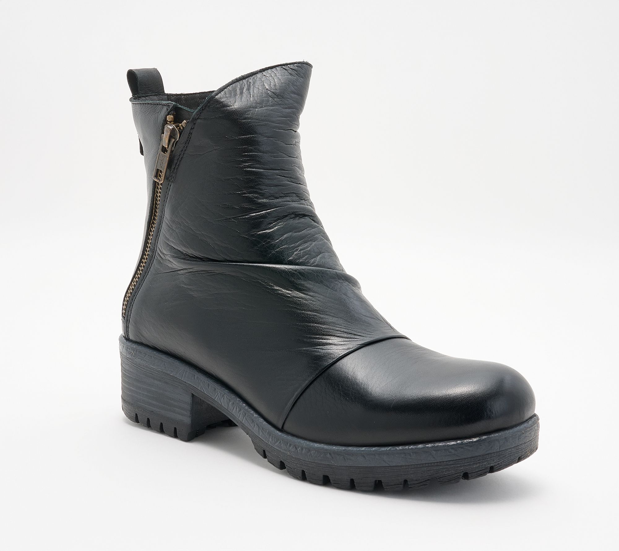 "As Is" Miz Mooz Leather Ruched Mid Boots - Darrla