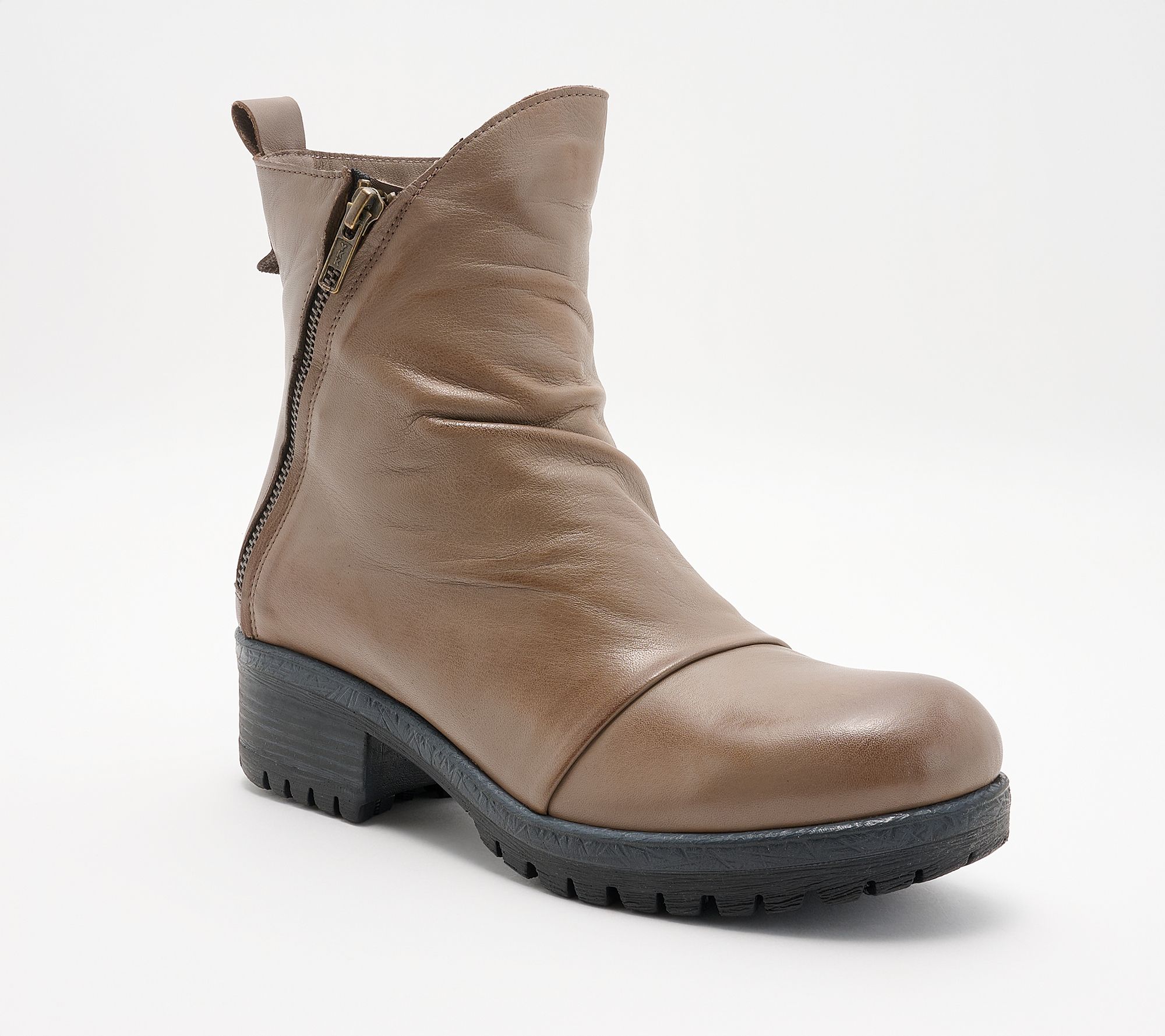 "As Is" Miz Mooz Leather Ruched Mid Boots - Darrla