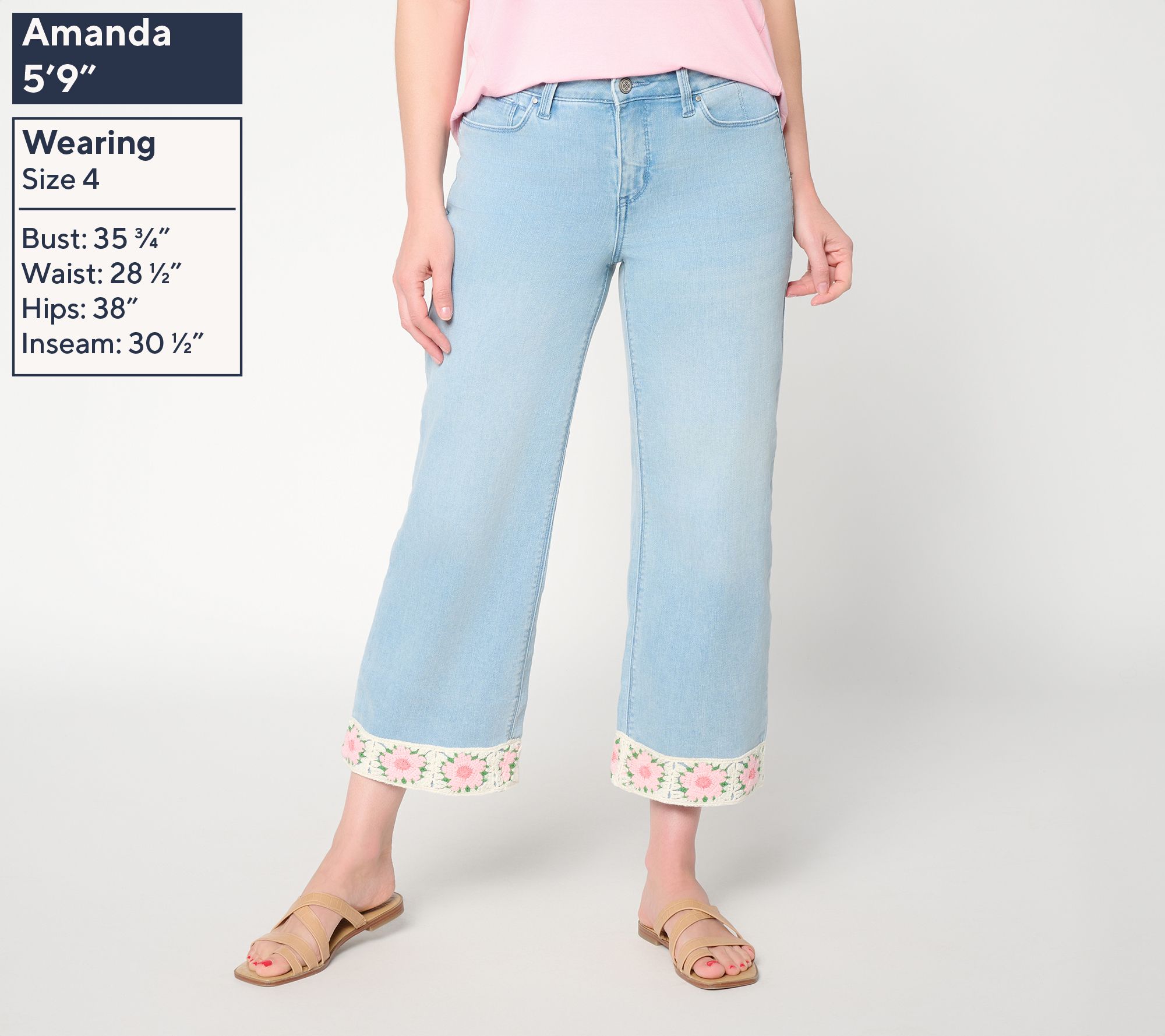 Felt Denim by Laurie Felt Daisy Denim Crochet Hem Wide Leg Jeans