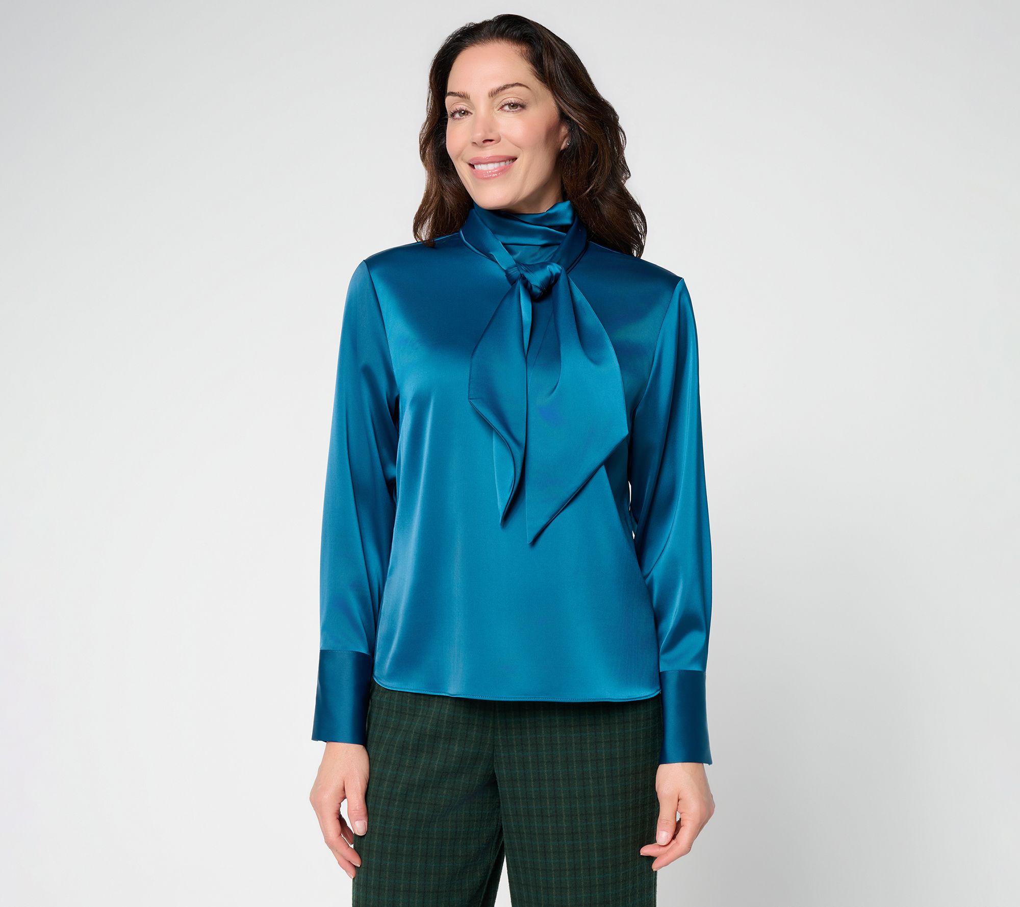 Carla Rockmore Collection Disco Satin Tie Neck Blouse