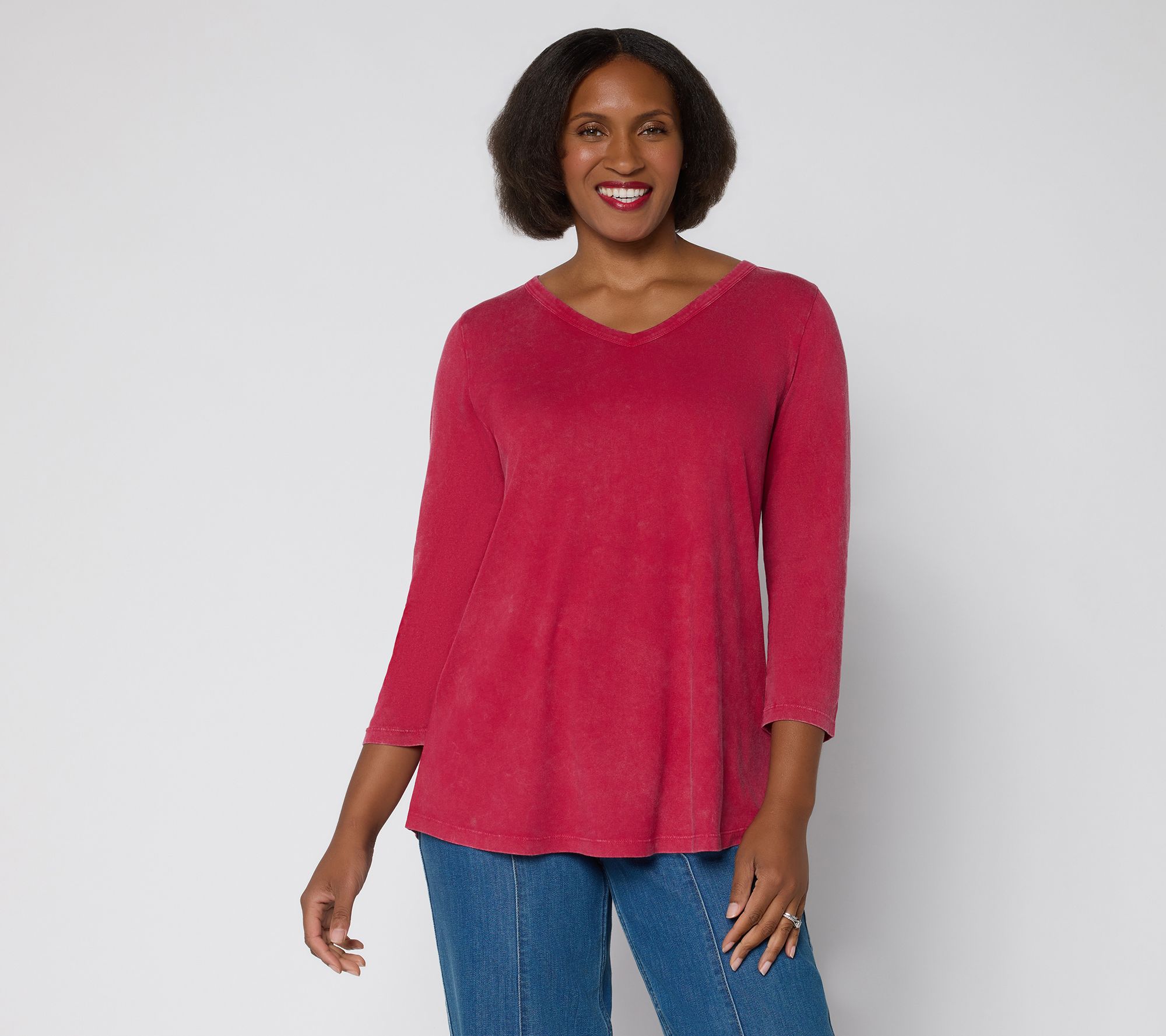  LOGO Principles by Lori Goldstein 3/4 Slv Top w Back Pleats