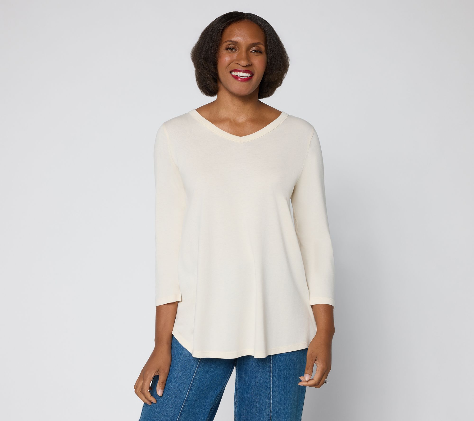 LOGO Principles by Lori Goldstein 3/4 Slv Top w Back Pleats