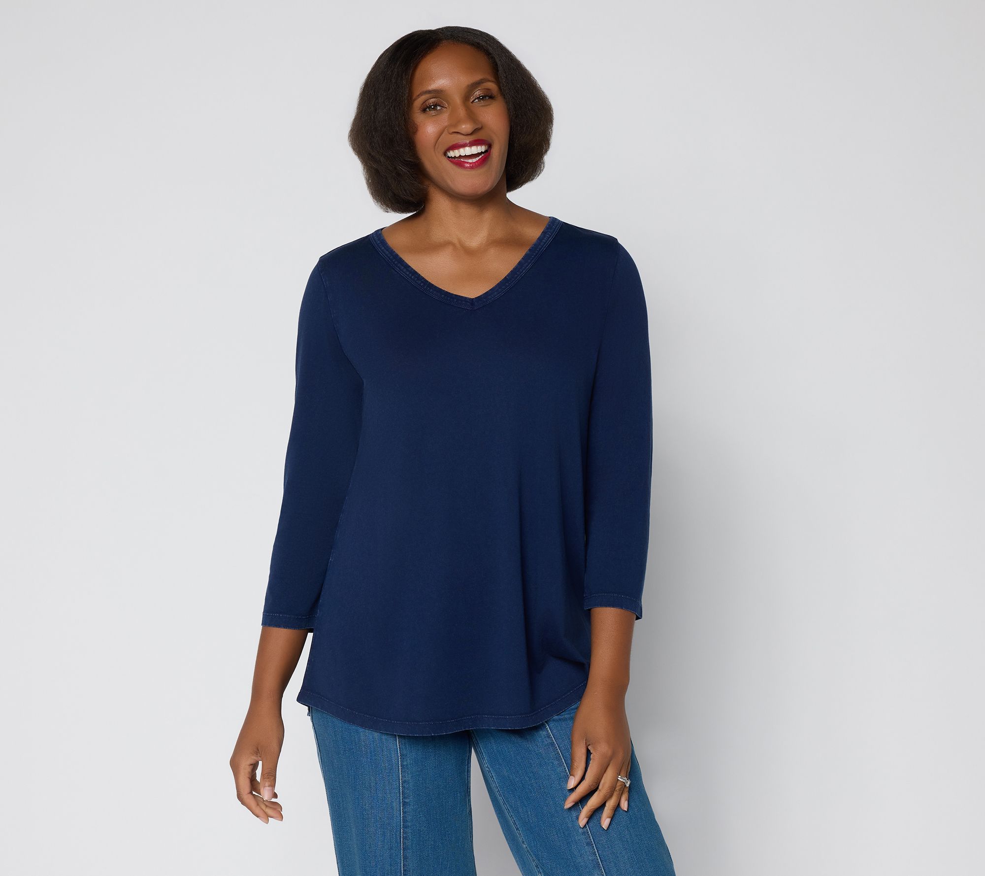 LOGO Principles by Lori Goldstein 3/4 Slv Top w Back Pleats