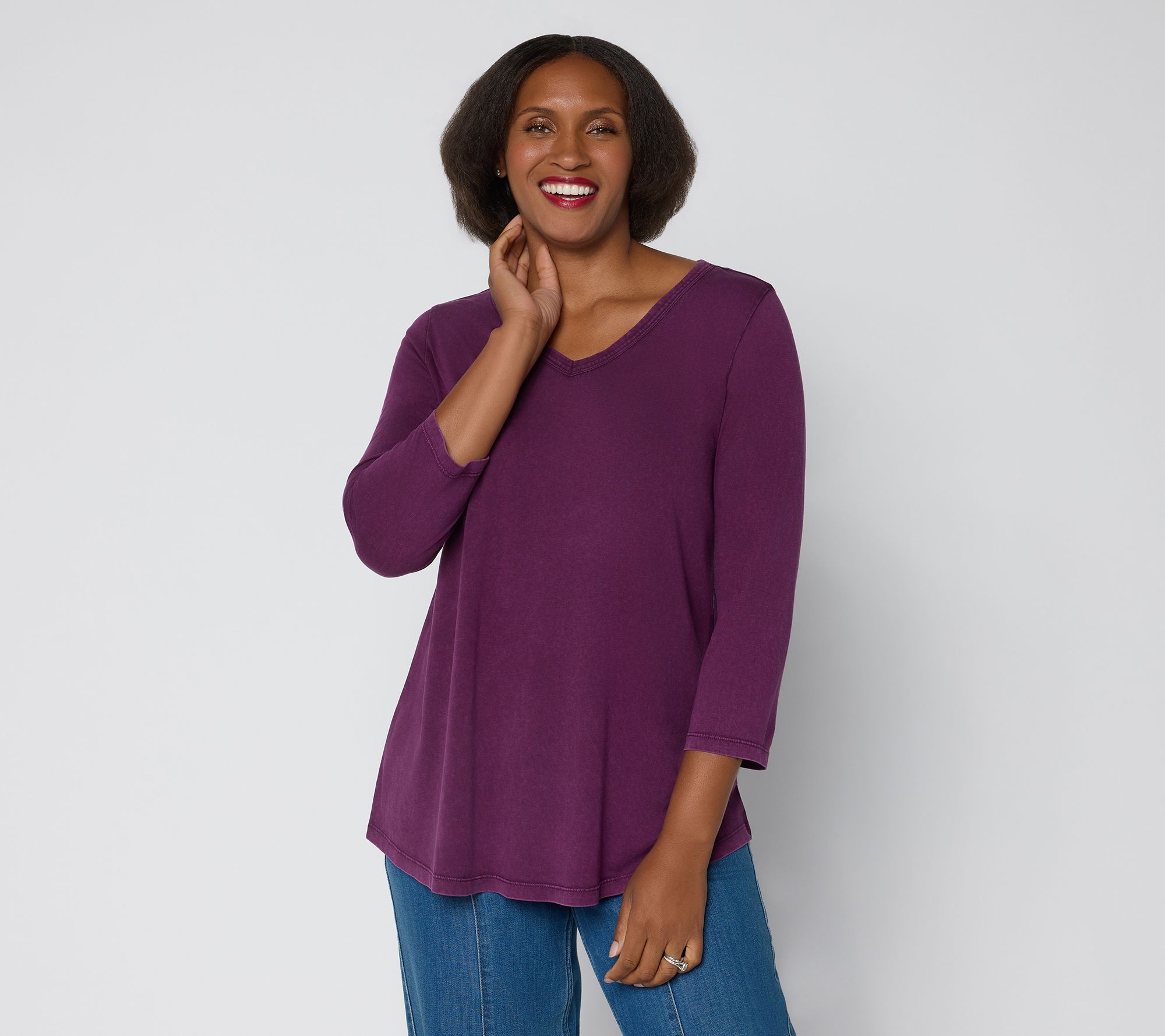 LOGO Principles by Lori Goldstein 3/4 Slv Top w Back Pleats
