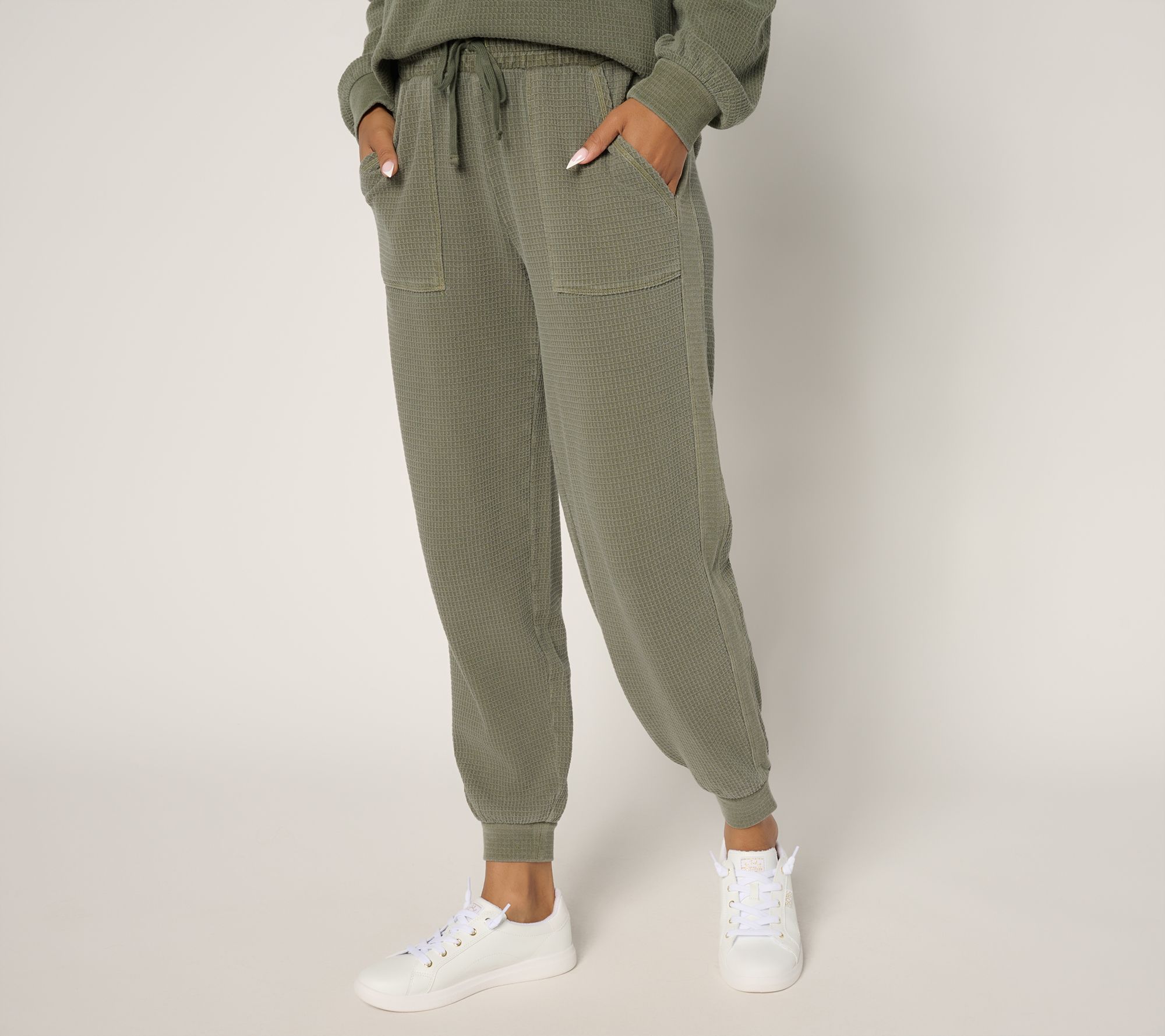 "As Is" AnyBody Tall Washed Waffle Knit Joggers