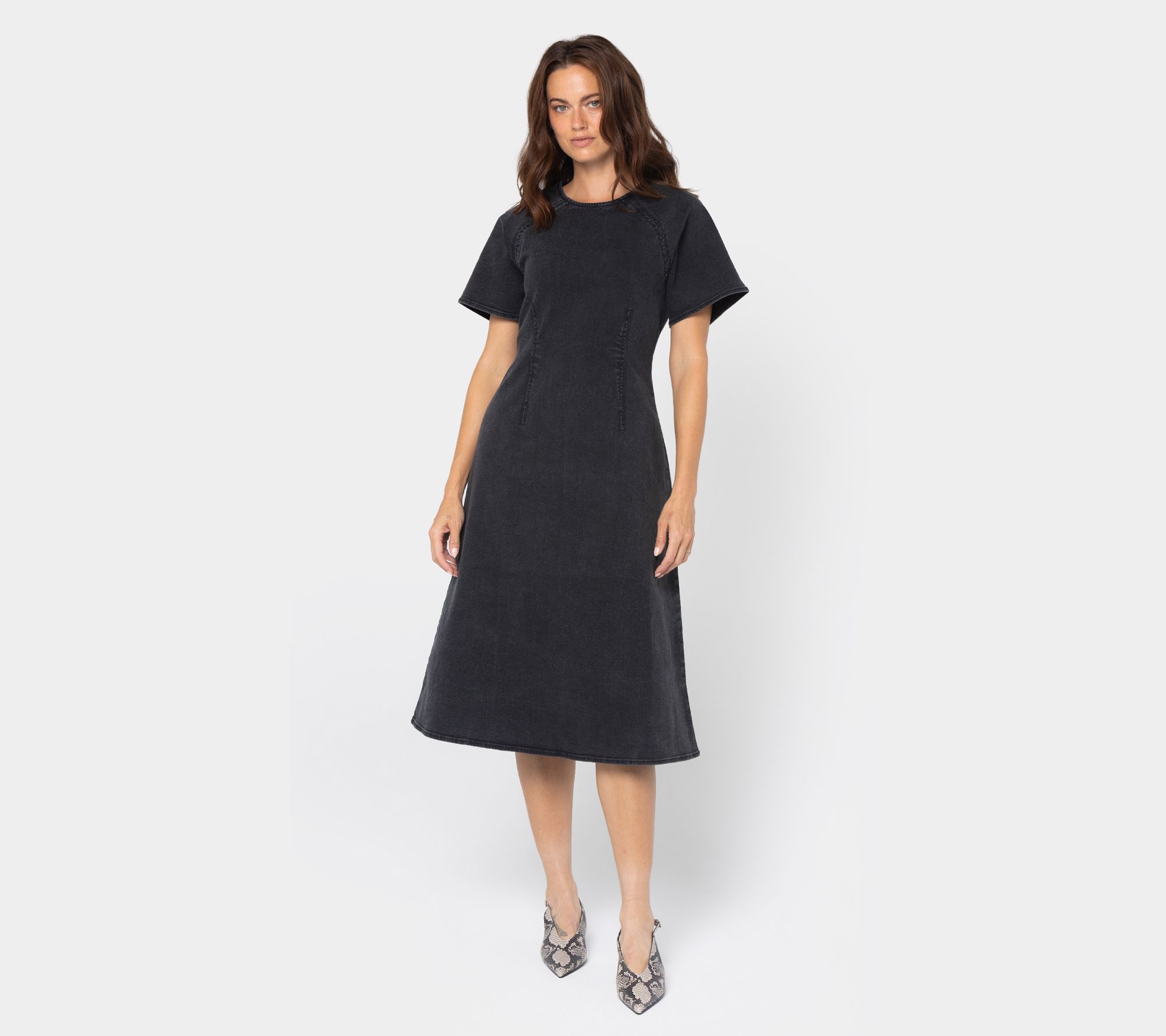 Peace Love World Black Label Regular Midi Denim Dress