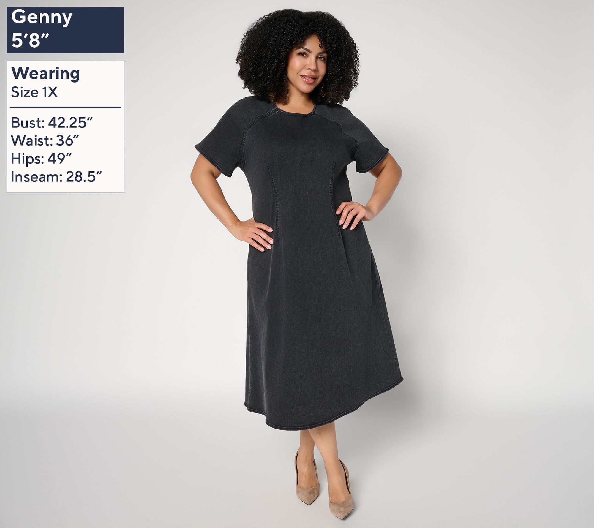 qvc black dresses Peace Love World Label Regular Midi Denim Dress season-hs26 Untucked Fine Button Down COLOR:CREAM