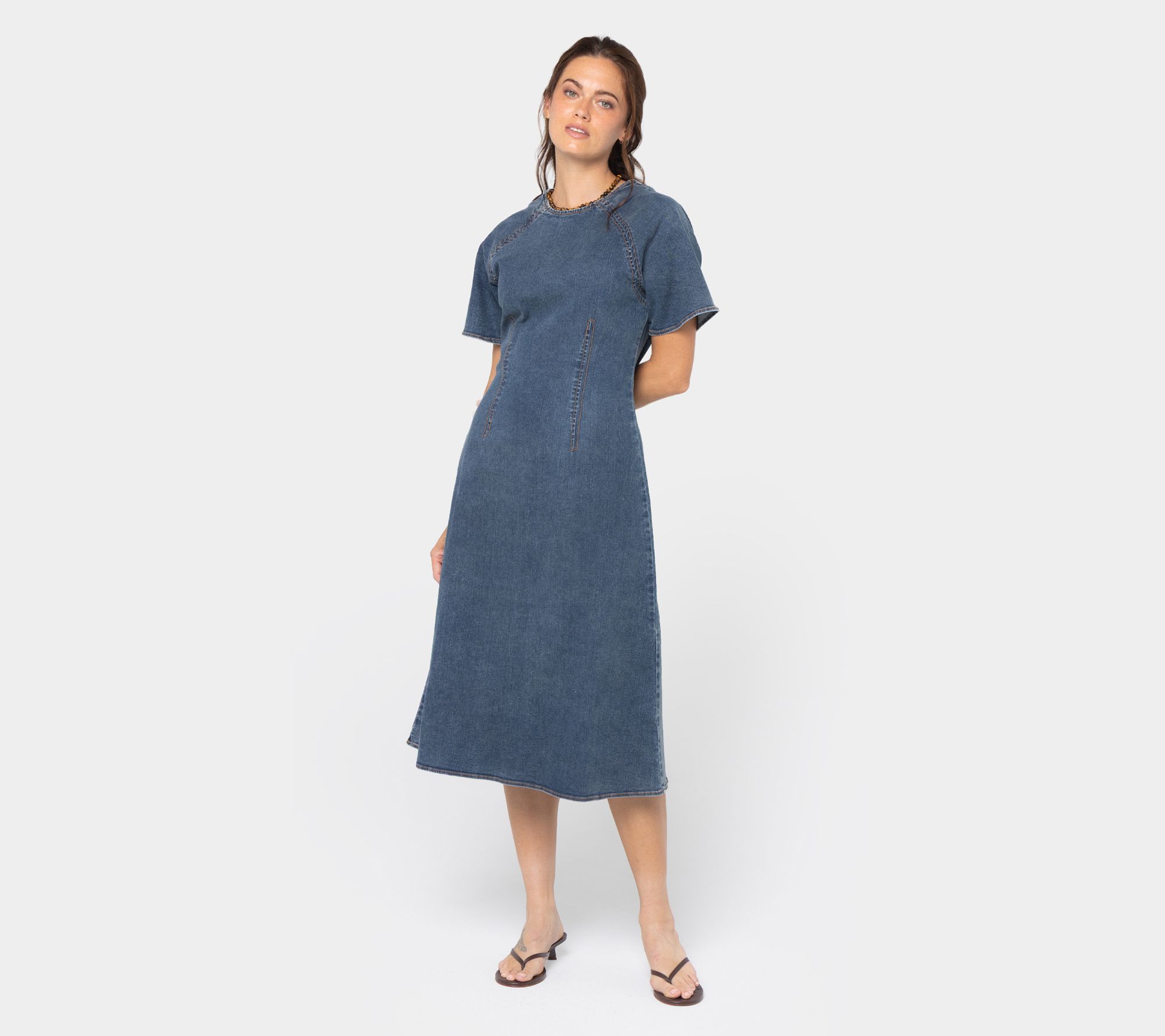 Peace Love World Black Label Regular Midi Denim Dress