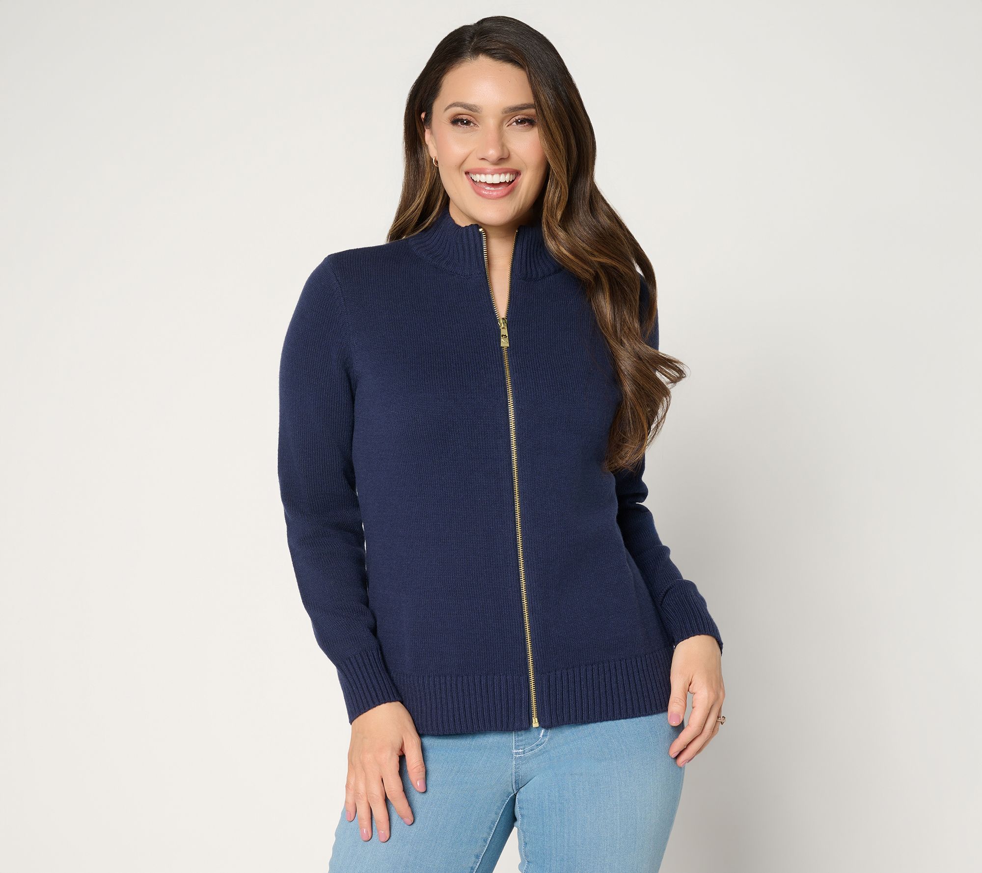 "As Is" Belle by Kim Gravel All American Goldtone Zip Cardigan