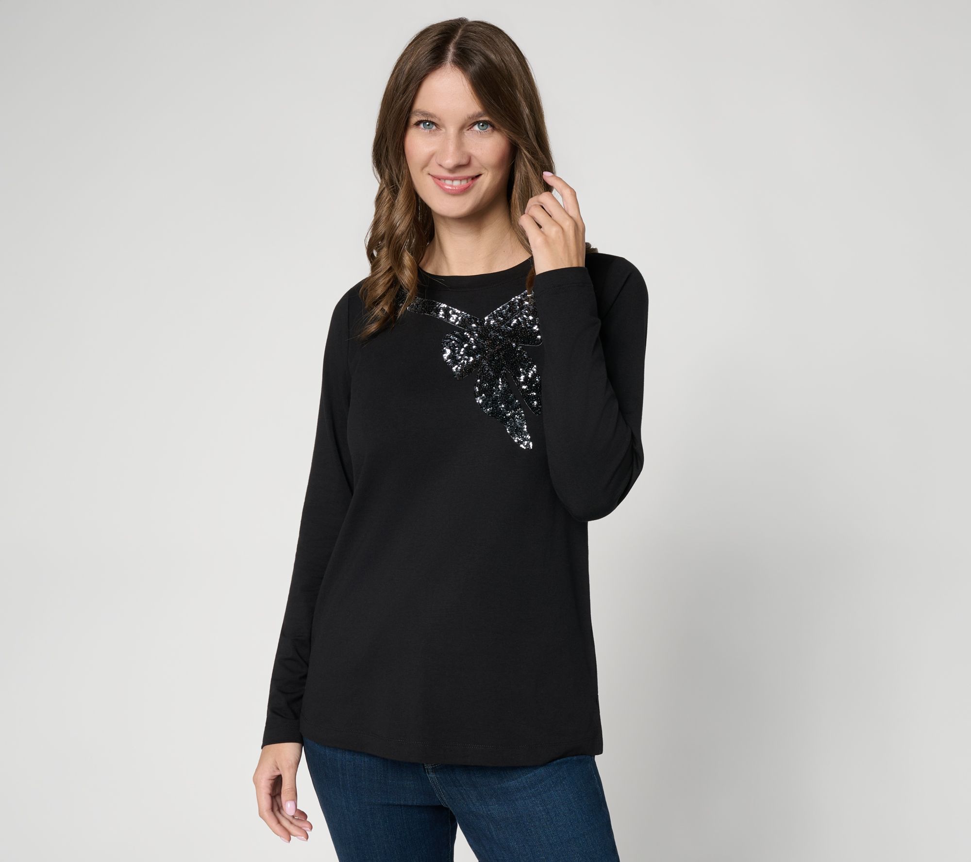 Jingle Belles by Kim Gravel TripleLuxe Knit Luxe Bow Top
