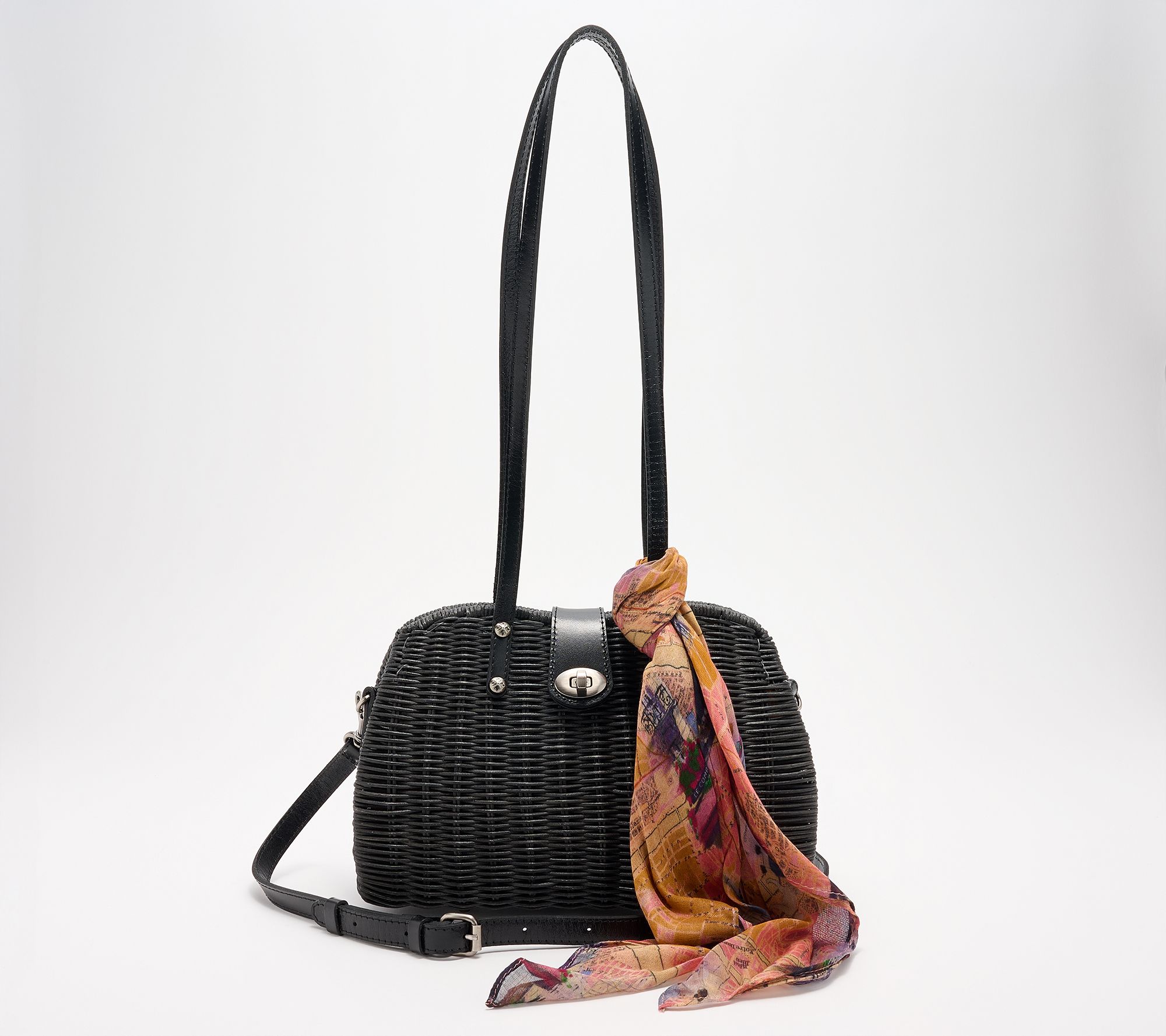 "As Is" Patricia Nash Isere Wicker Satchel with Scarf