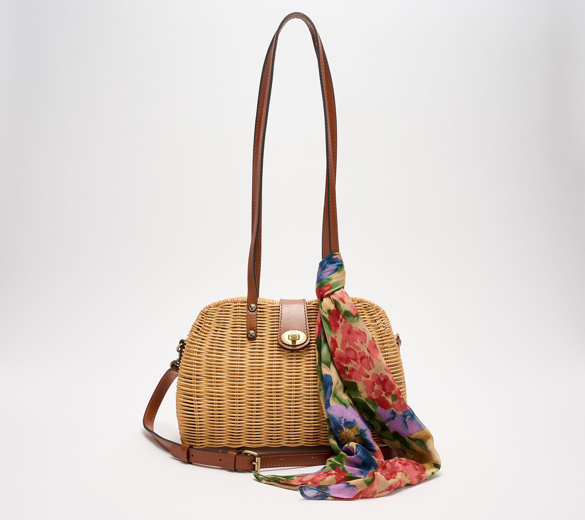 "As Is" Patricia Nash Isere Wicker Satchel with Scarf