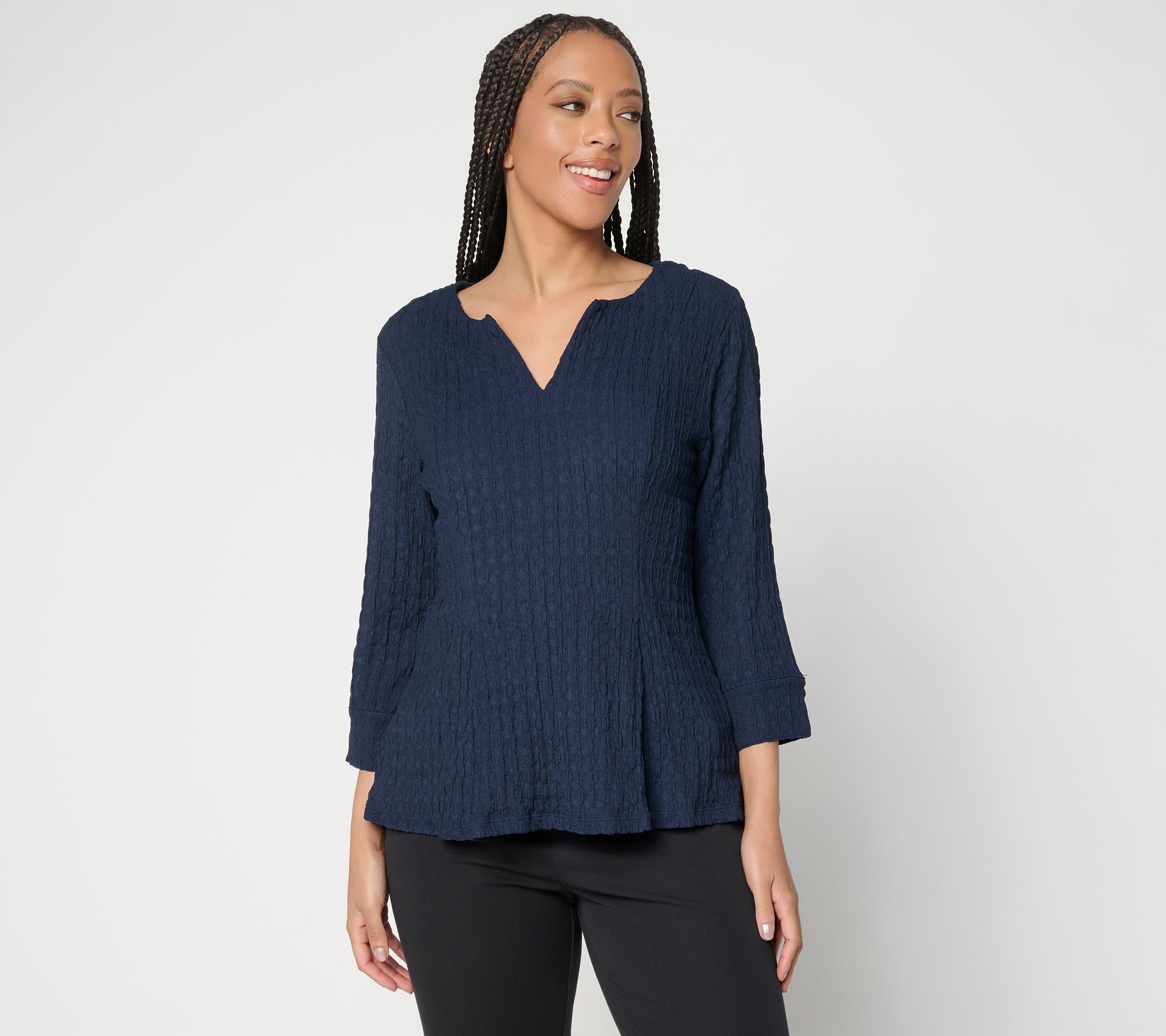 "As Is" Women with Control Textured Knit Pullover Top