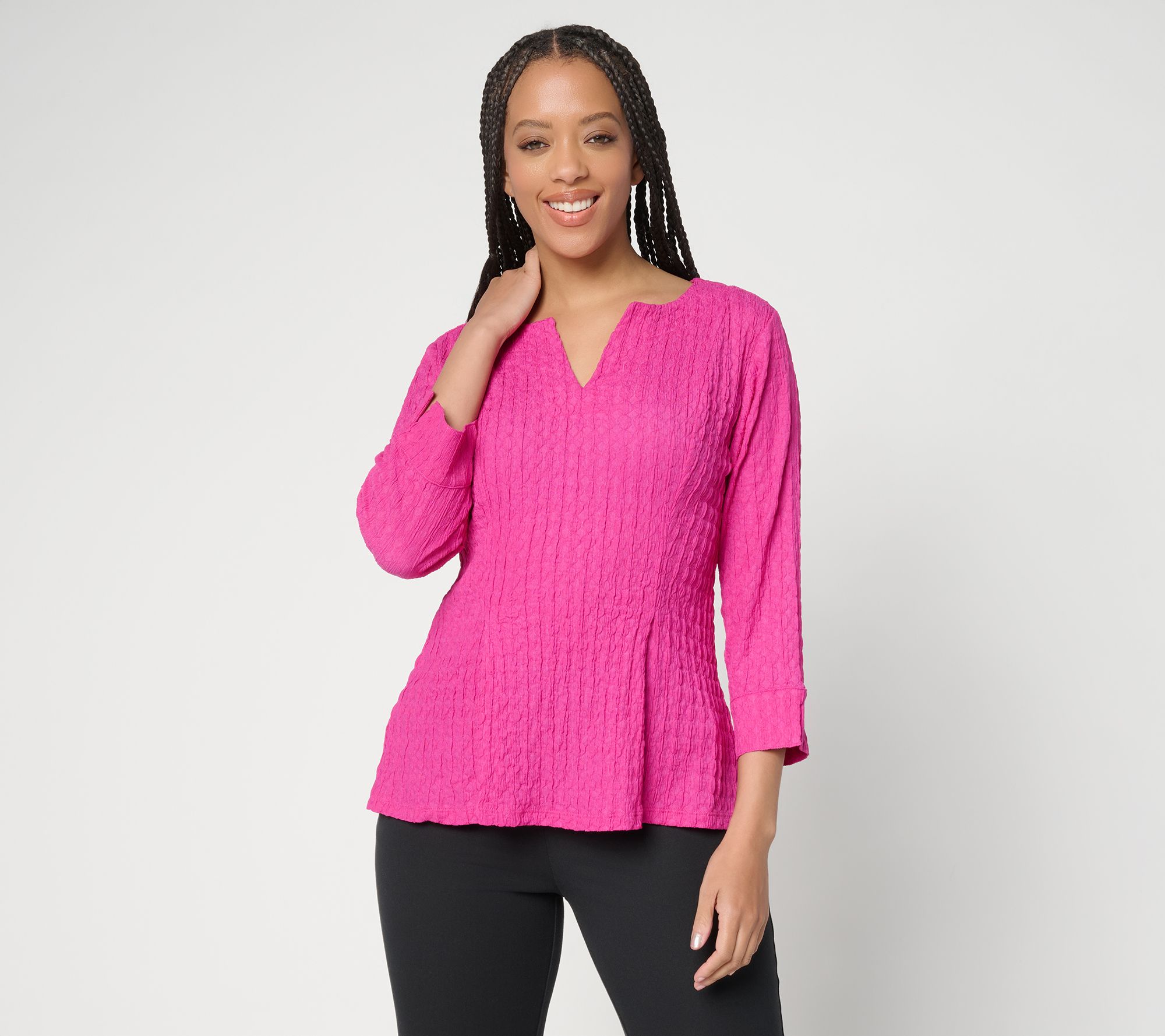 "As Is" Women with Control Textured Knit Pullover Top