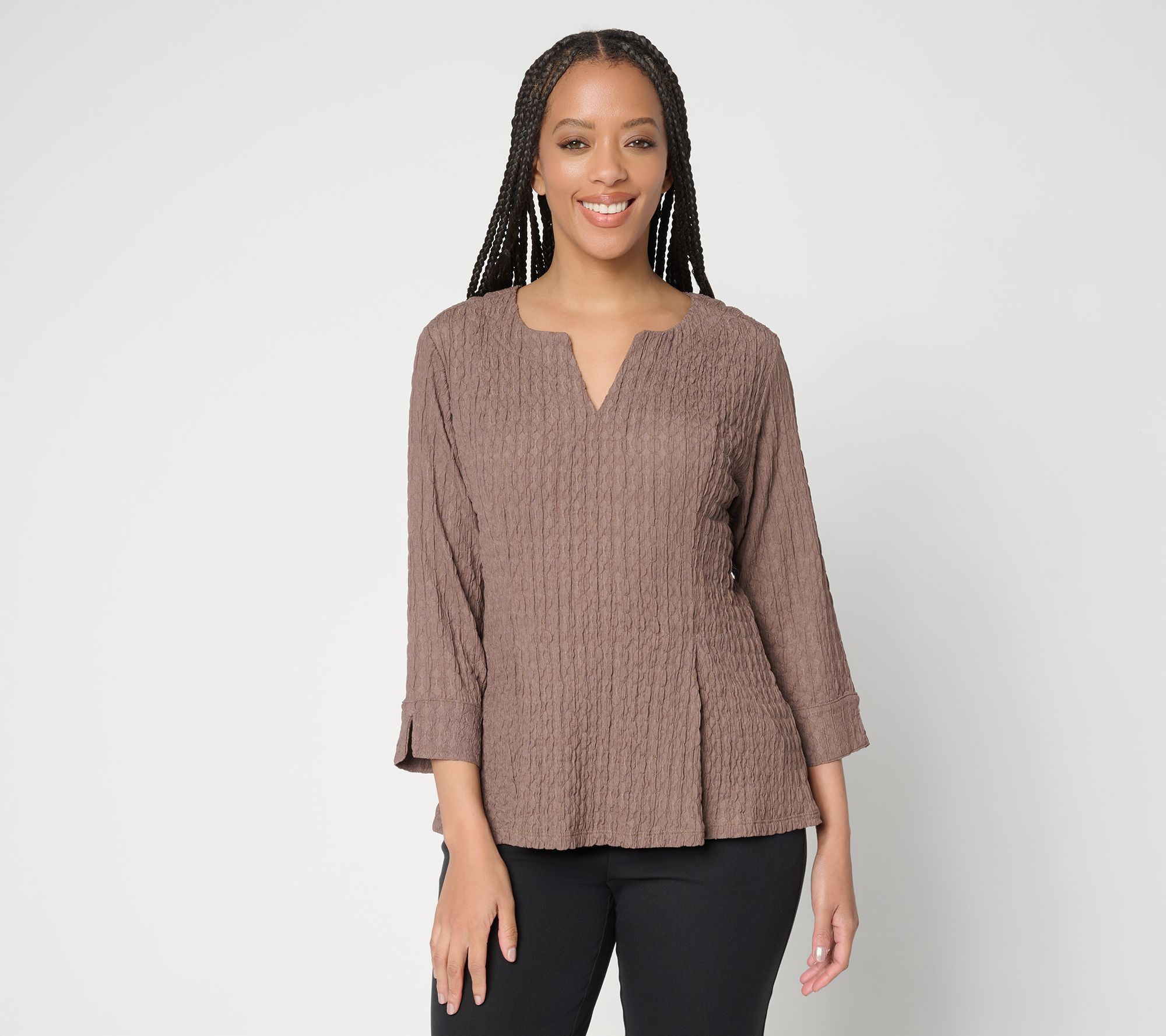"As Is" Women with Control Textured Knit Pullover Top