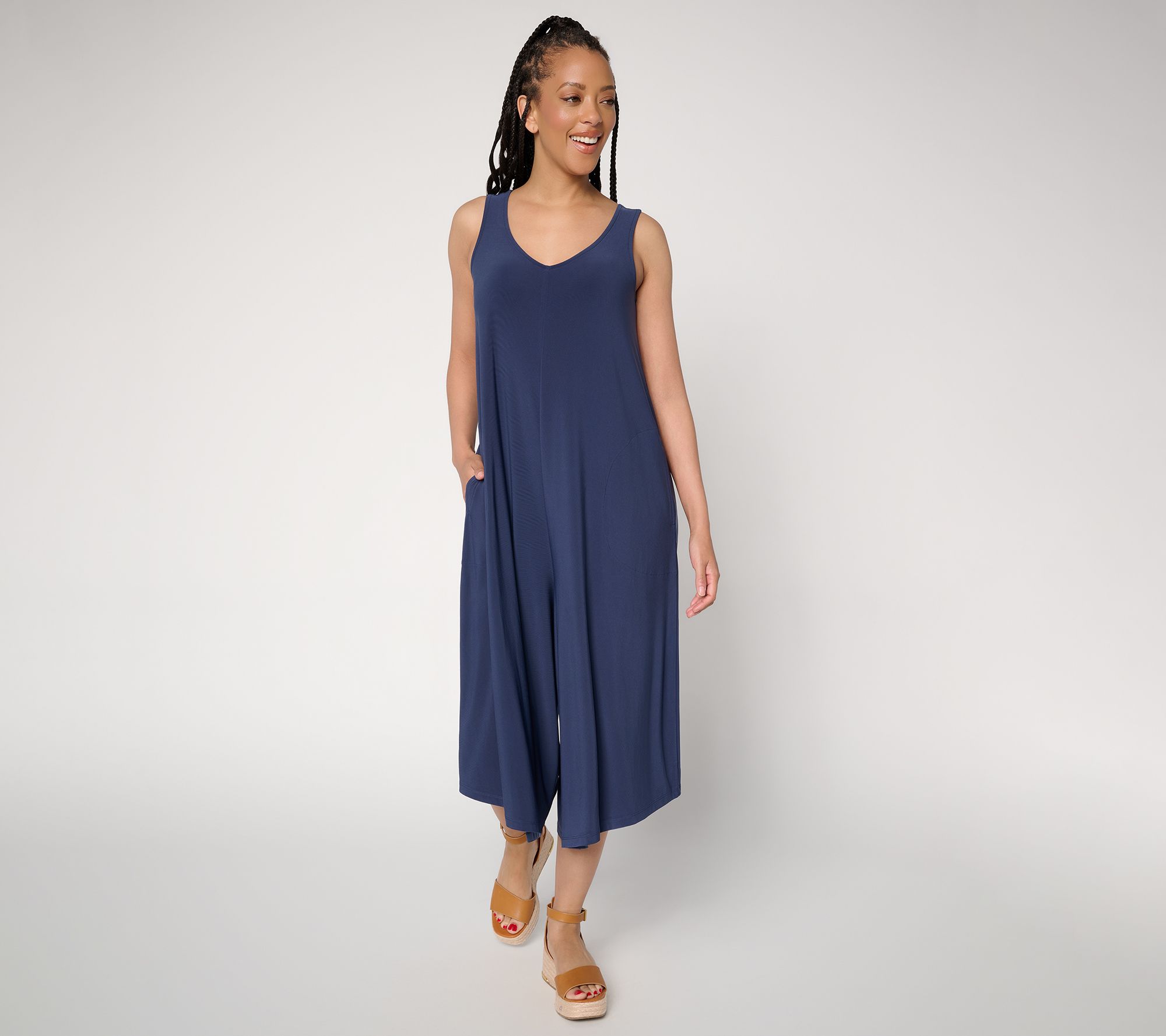 "As Is" Women with Control Petite Handkerchief Jumpsuit