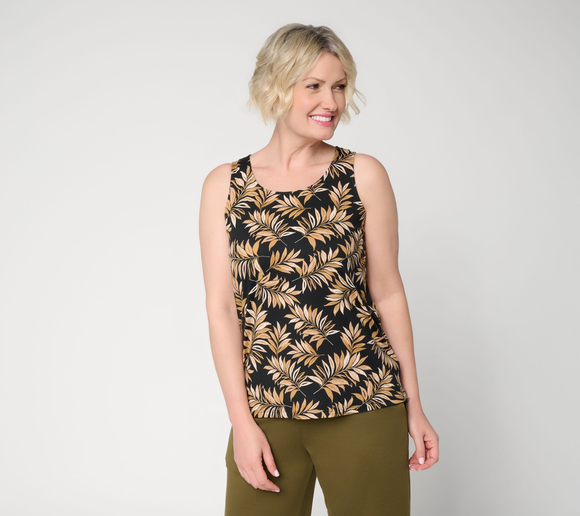 "As Is" Cuddl Duds Flexwear Tank with Button Detail