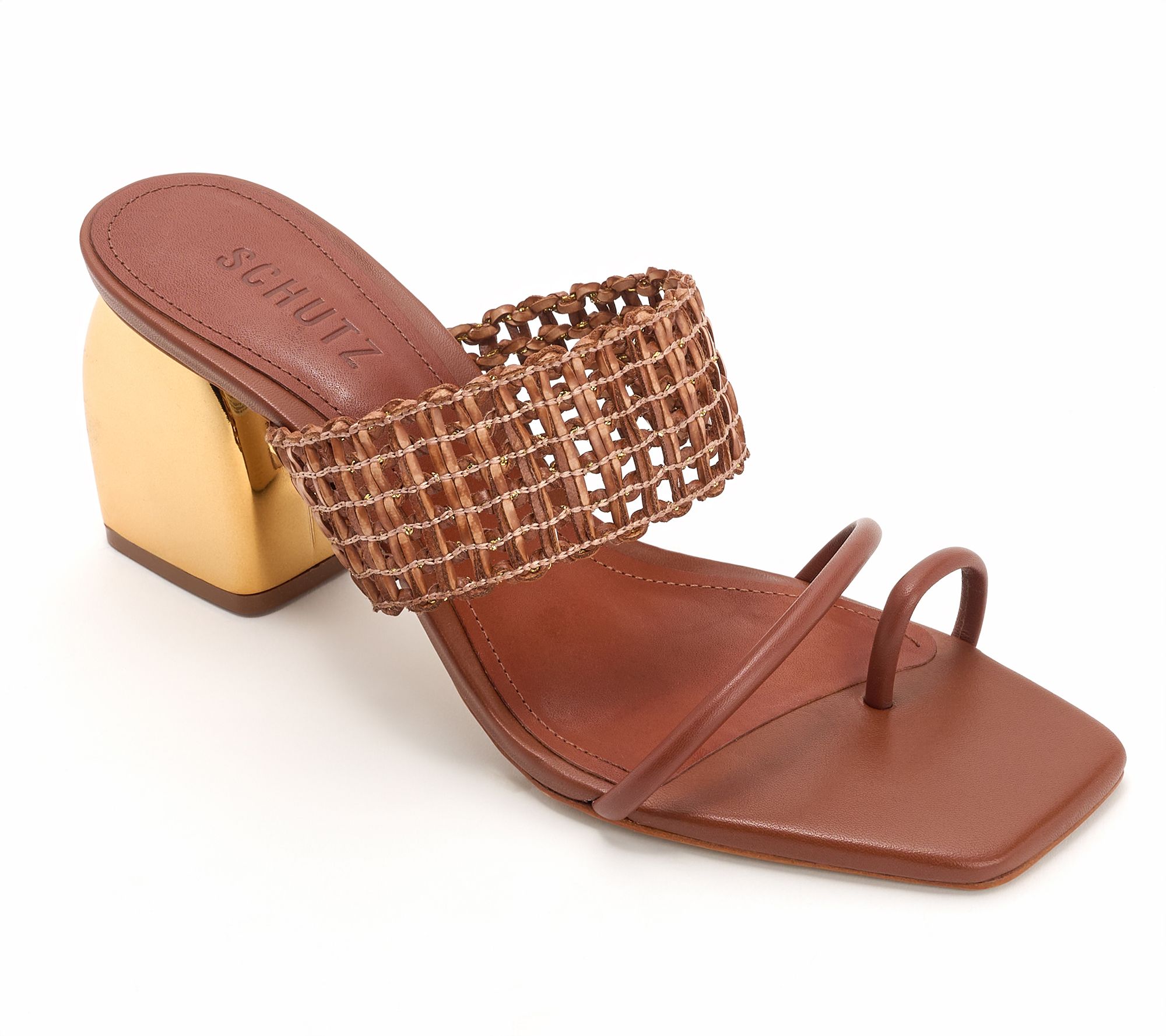 "As Is" Schutz Raffia Dress Heeled Sandals - Aberdeen Mid