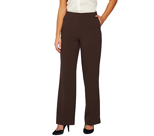 Susan Graver Chelsea Stretch No Waist Full Length Pants with Side Zip ...