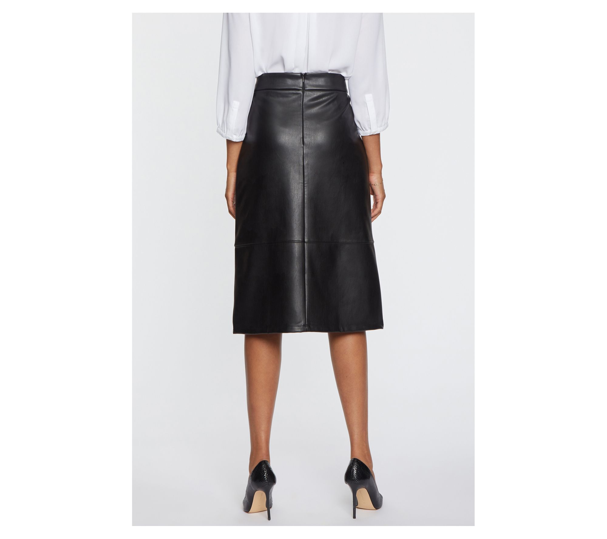 Leather midi shop skirt qvc