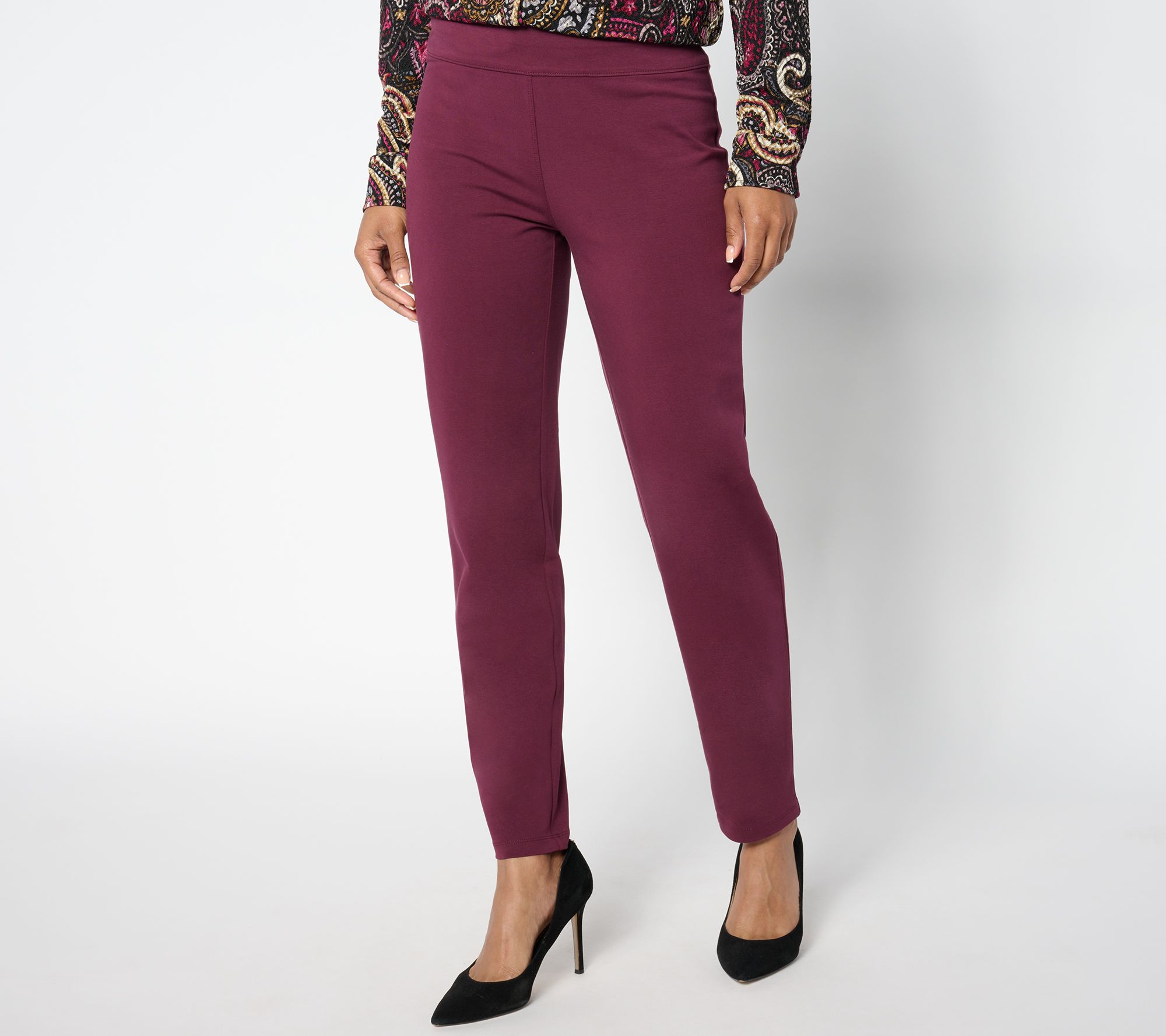Susan Graver Petite Premium Stretch Slim Leg Pull-On Pants