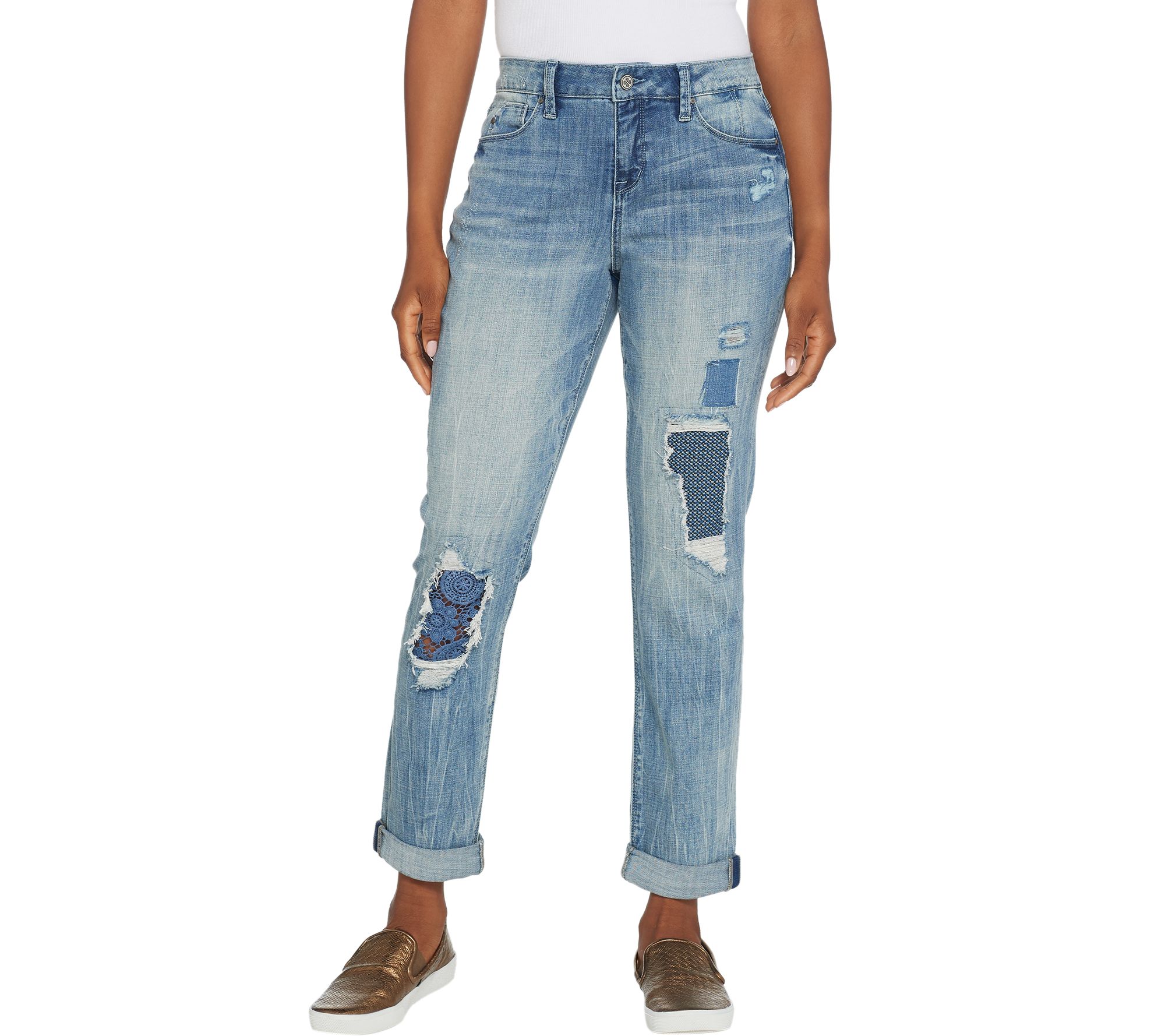 As Is Laurie Felt Classic Denim Underpatch Weekender Jeans 