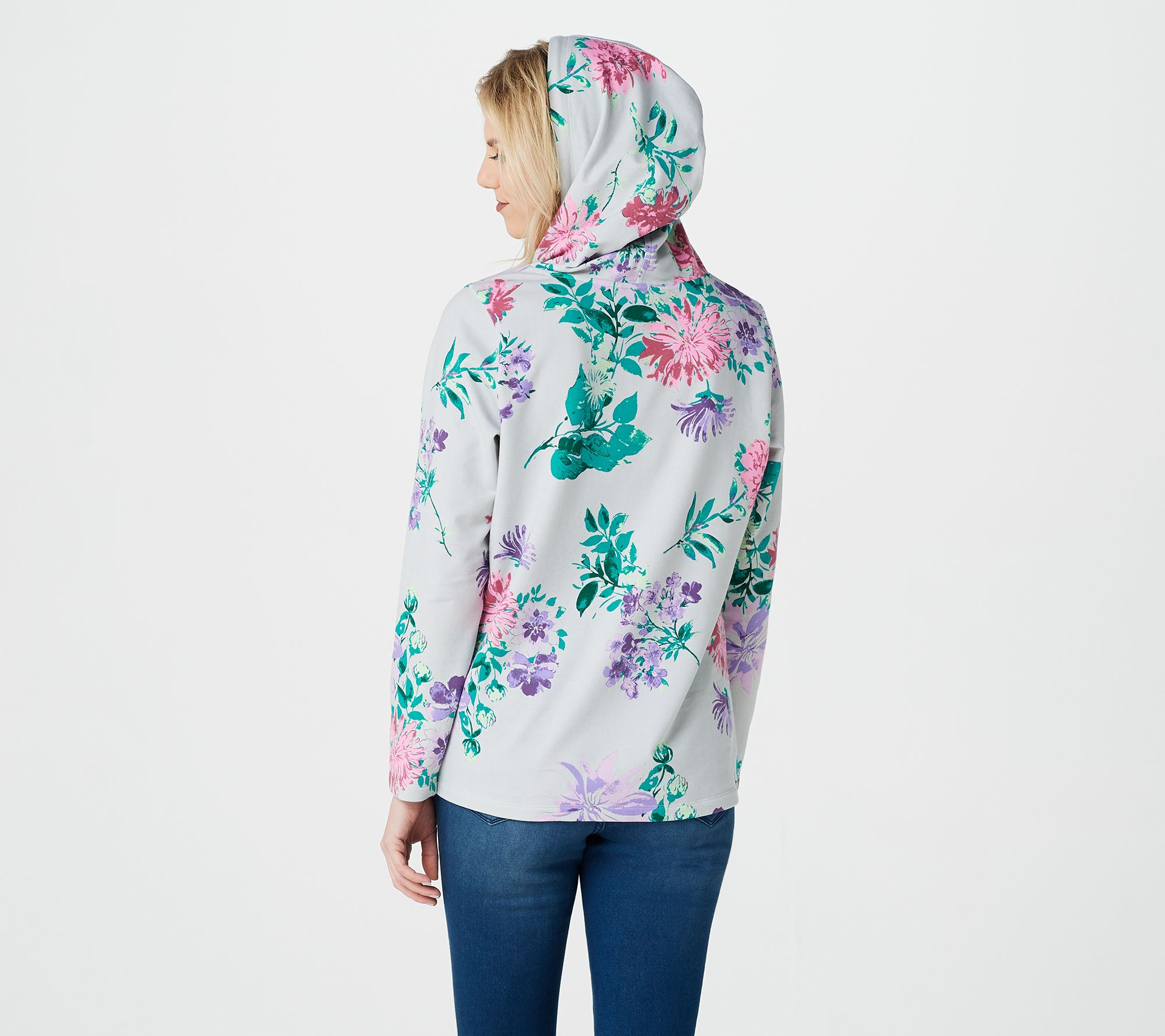 Denim & Co. Active Printed French Terry Hooded Sweatshirt - QVC.com