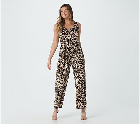 Attitudes by Renee Petite Sleeveless Como Jersey Belted Jumpsuit - QVC.com